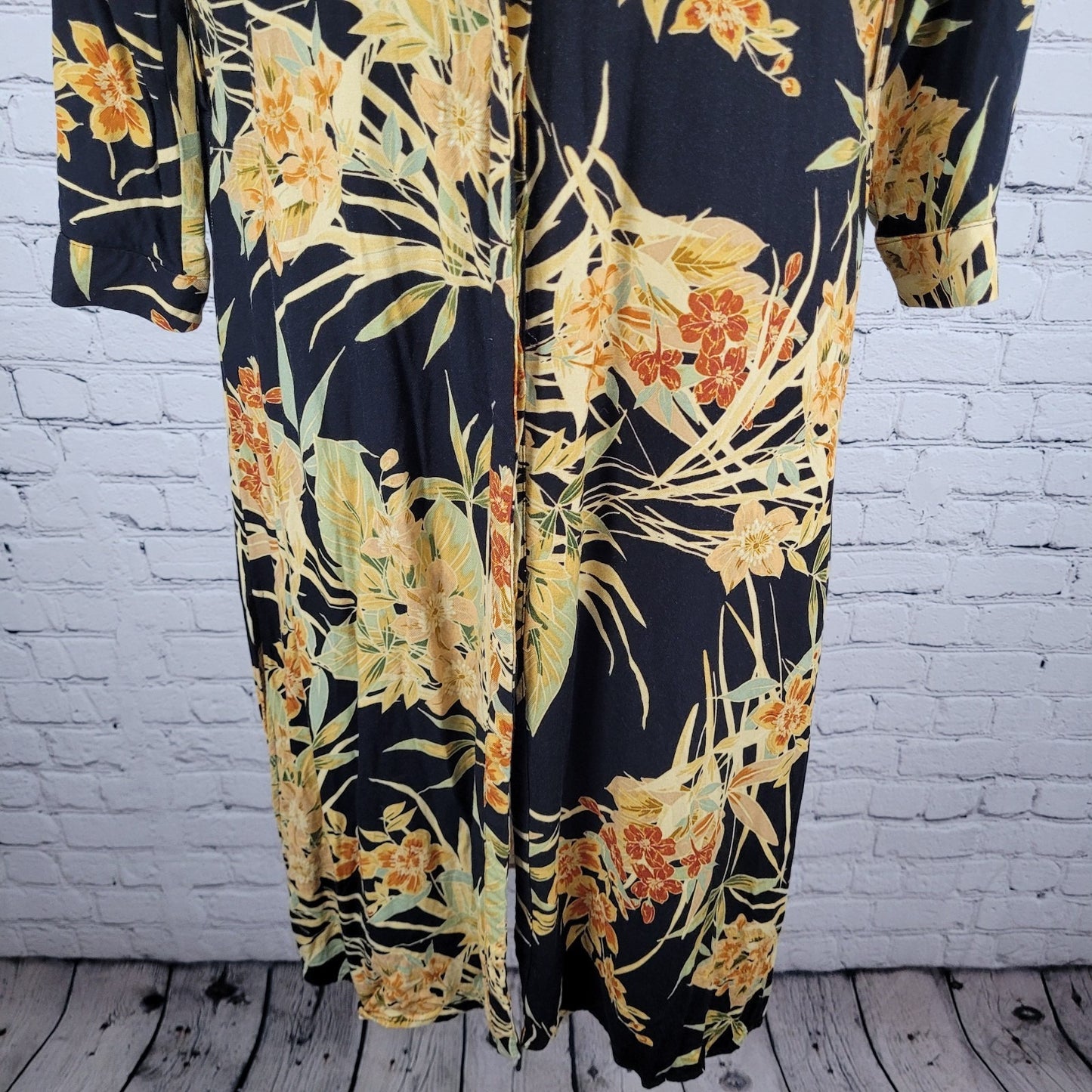 Zara Basic Collection Multicolor Floral 3/4 Sleeve Button Collar Shirt Dress XS
