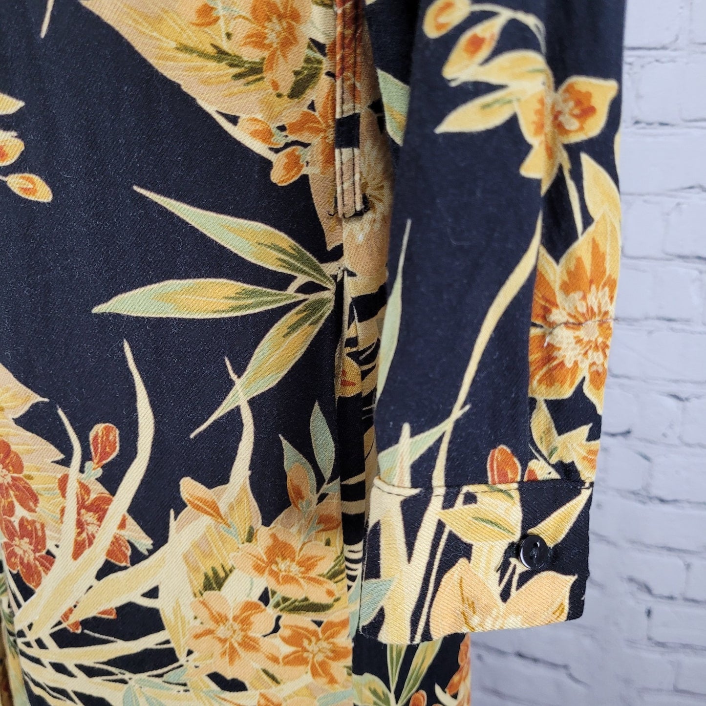 Zara Basic Collection Multicolor Floral 3/4 Sleeve Button Collar Shirt Dress XS