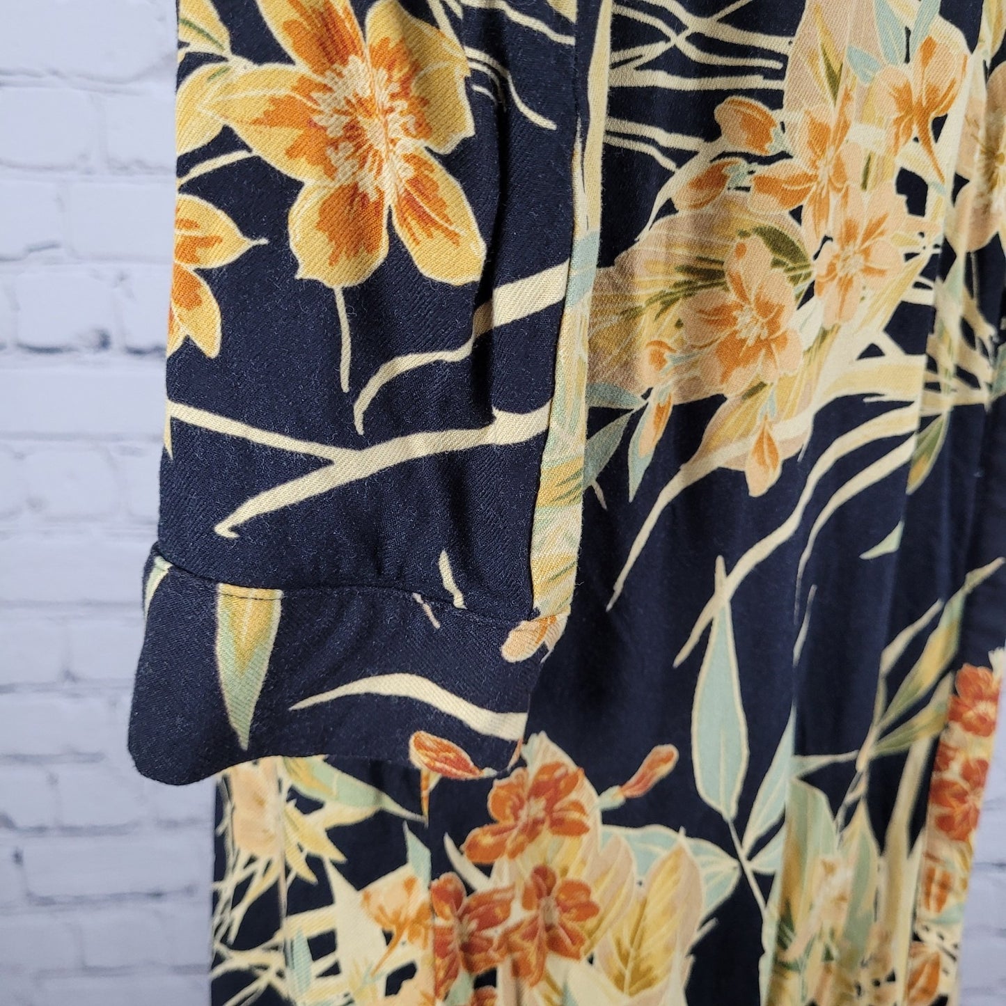 Zara Basic Collection Multicolor Floral 3/4 Sleeve Button Collar Shirt Dress XS