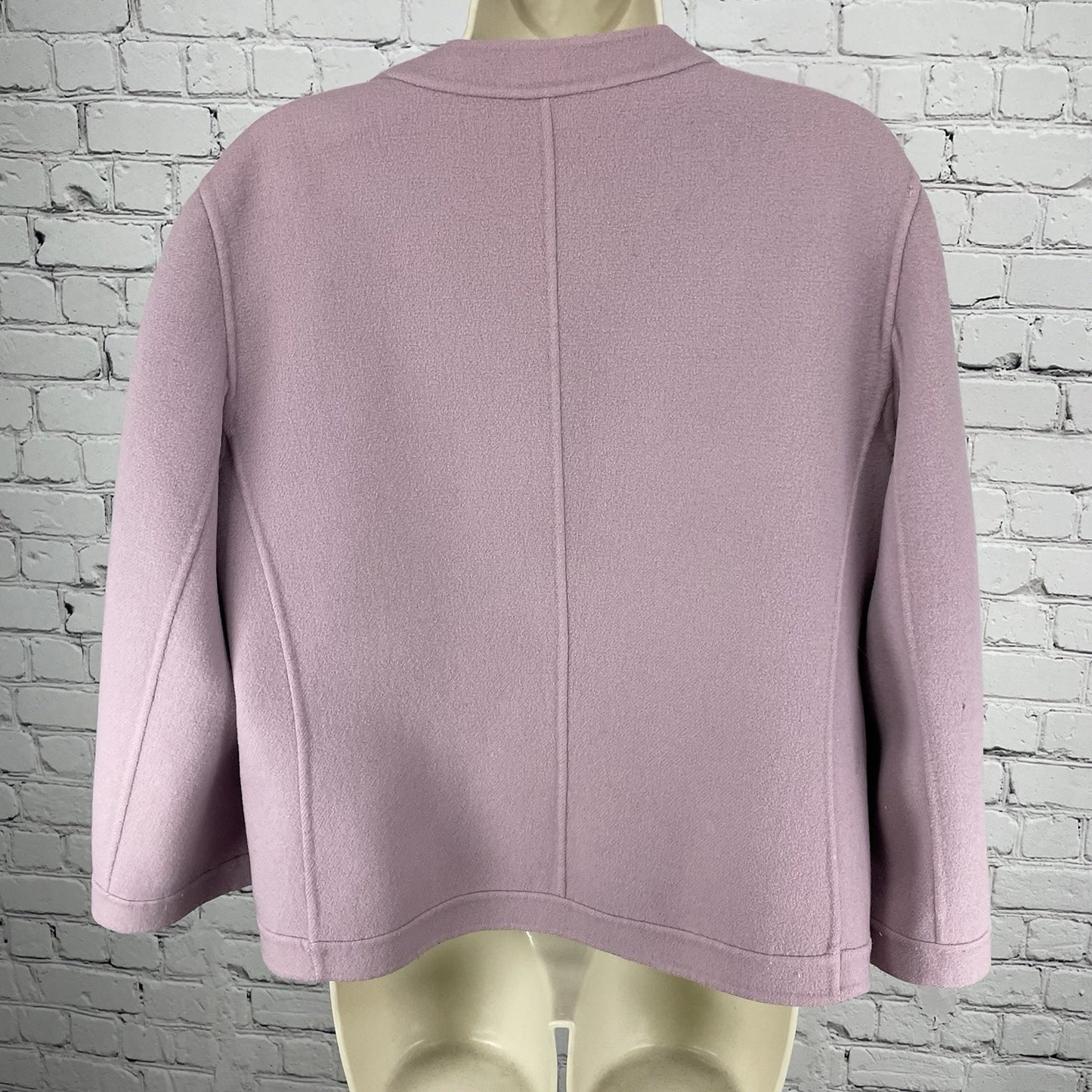 Talbots Purple Wool Blend Snapped Ruffle Closure Jacket Pockets Unlined Size 16