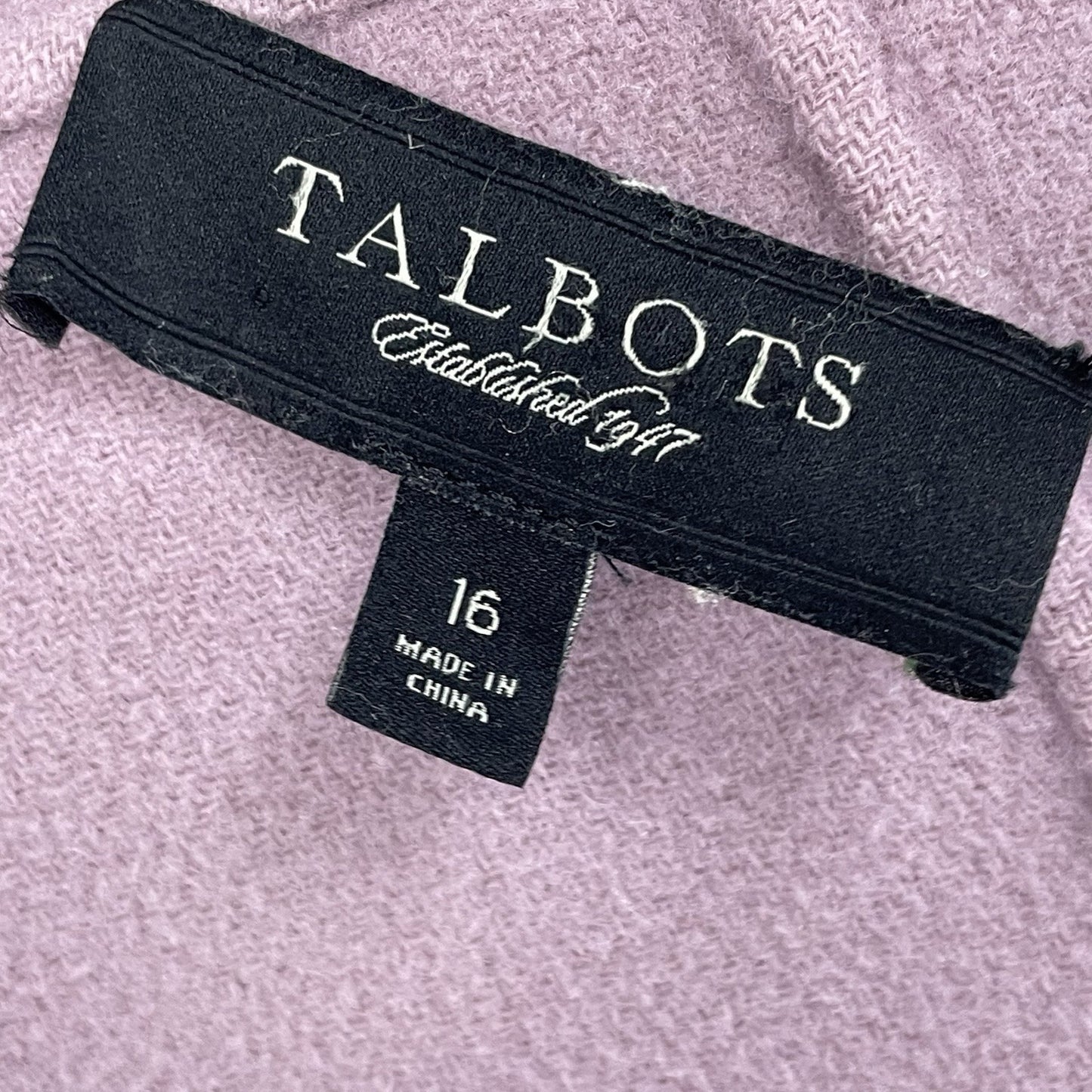 Talbots Purple Wool Blend Snapped Ruffle Closure Jacket Pockets Unlined Size 16
