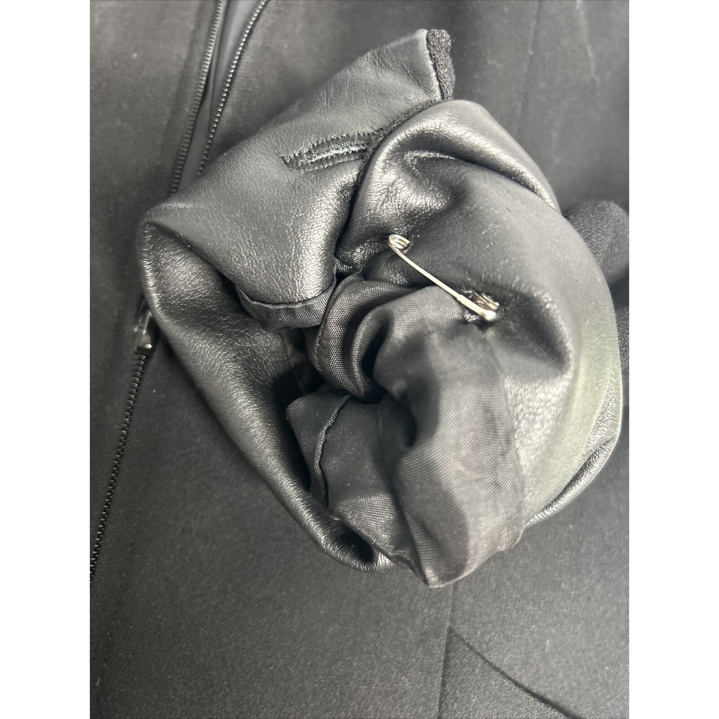 LIMITED Black Wool Shell Genuine Leather Trim Full Zip Collared Womens Jacket 10
