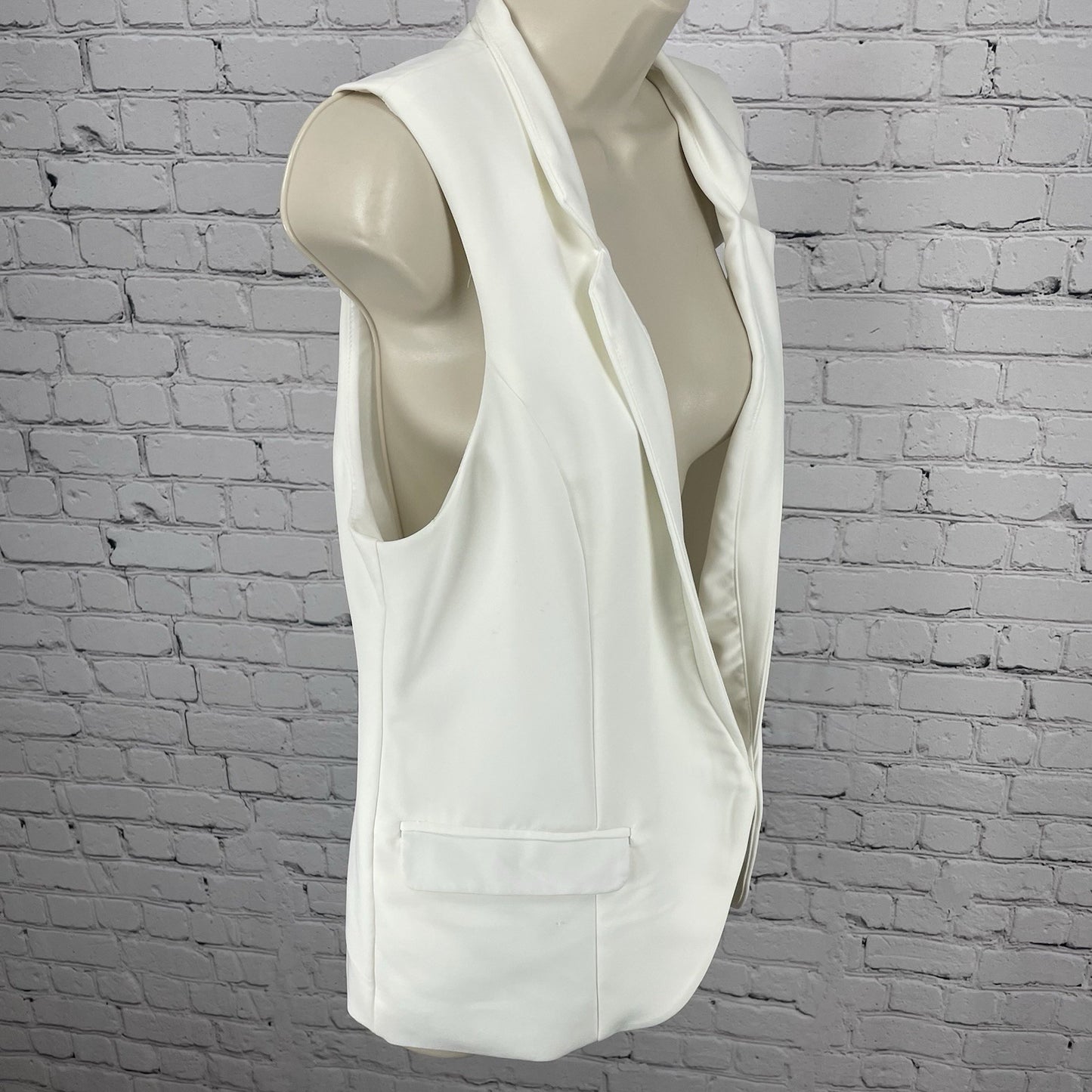 Nicole By Nicole Miller Ivory White Lined Vest Jacket Pockets Size Large L