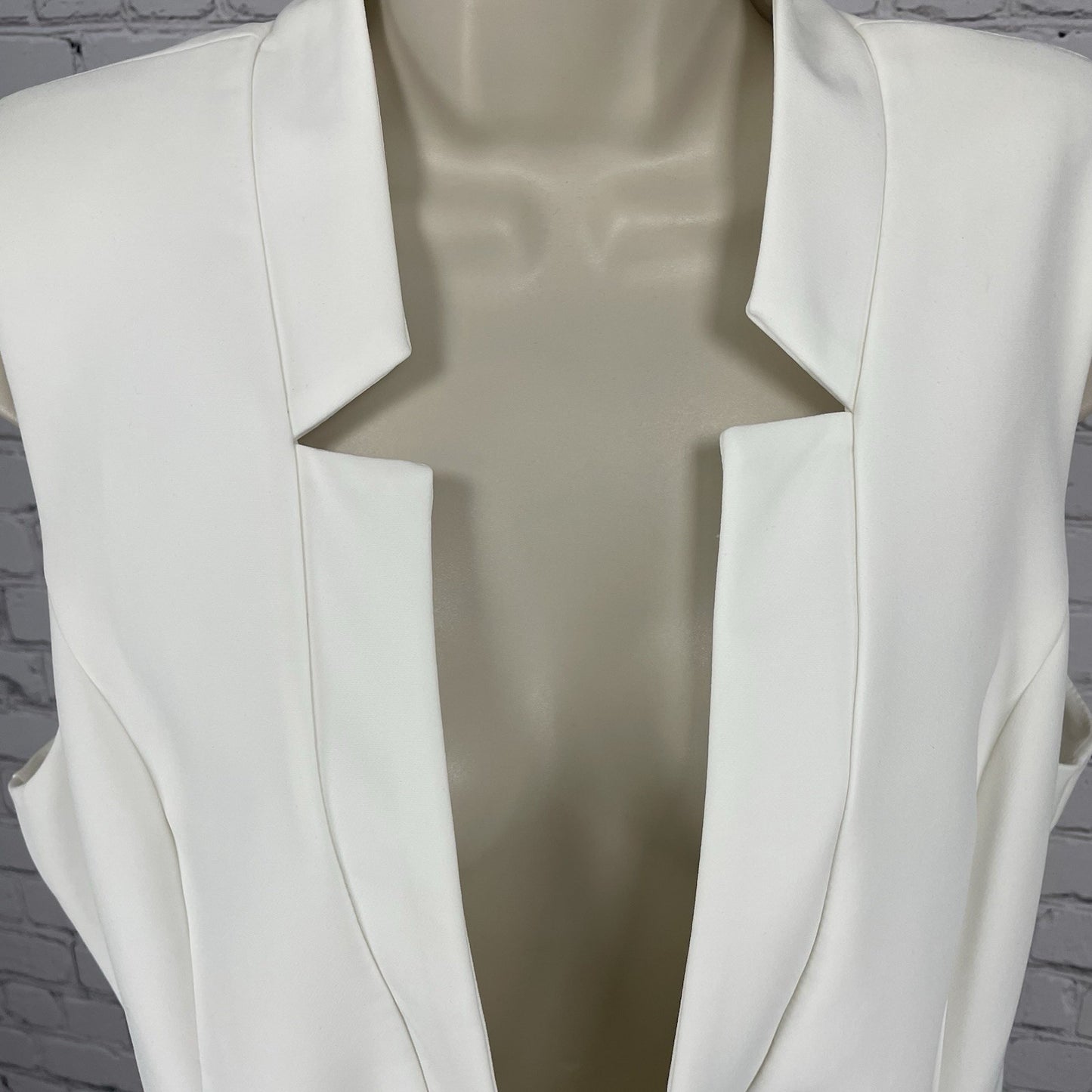 Nicole By Nicole Miller Ivory White Lined Vest Jacket Pockets Size Large L