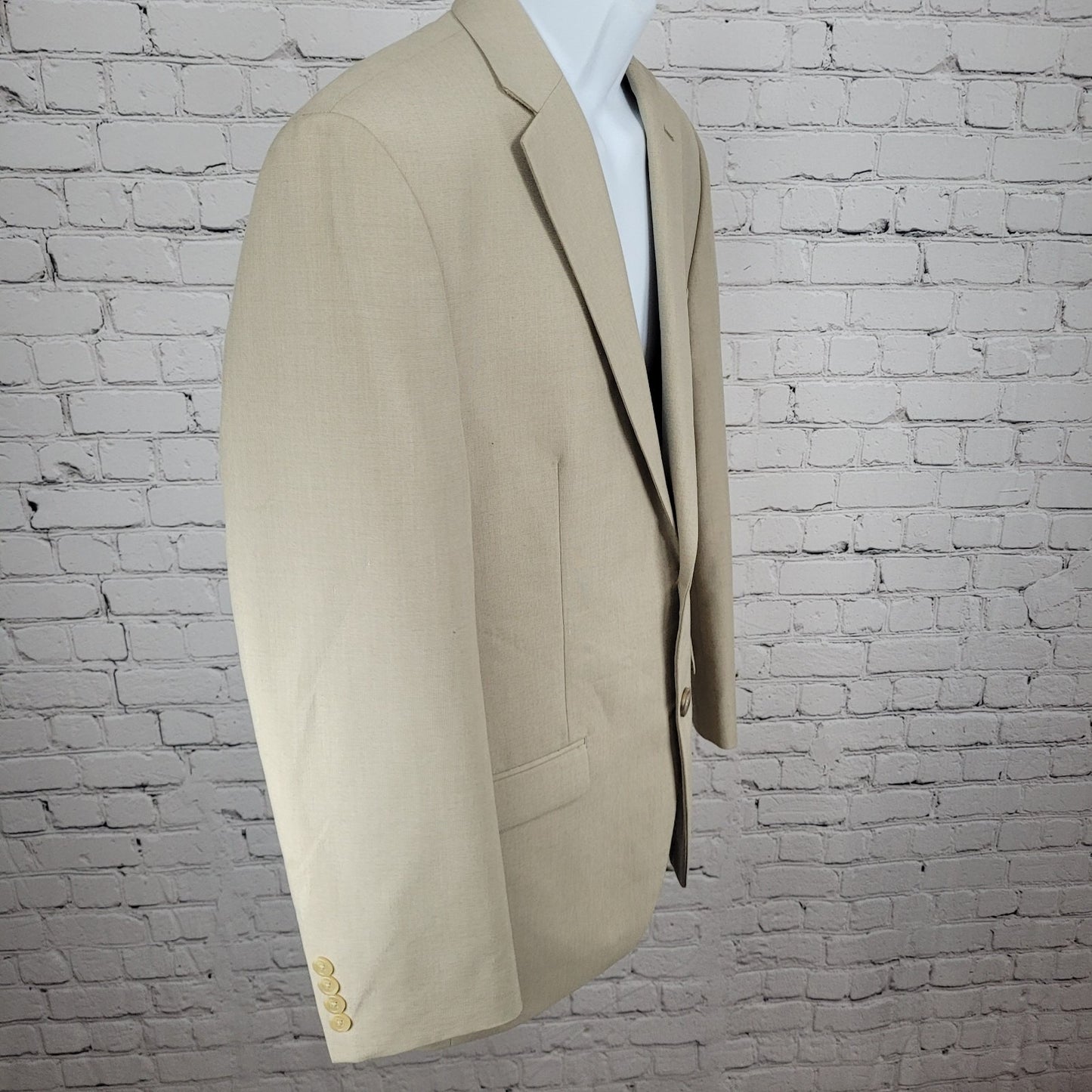 Chaps Ralph Lauren Beige 2 Button Single Vent Notch Blazer Suit Jacket Size 40R