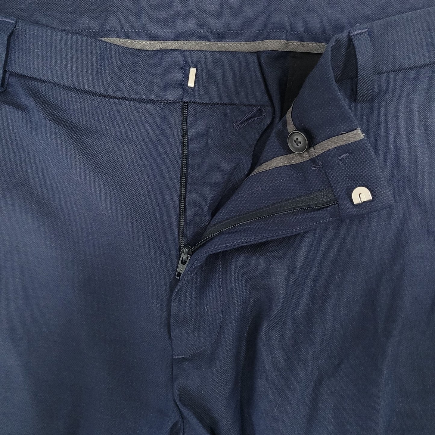 Jos A Bank Navy Stretch Tailored Fit Flat Front Dress Trousers Pants Size 36x30