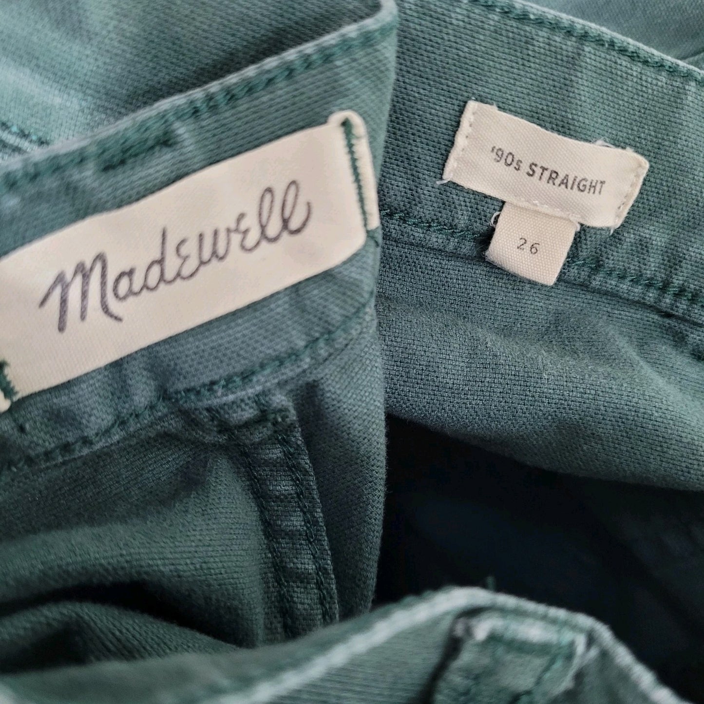 Madewell Green 90's Straight Distressed High Rise Stretch Pants Size 26 (26x30)