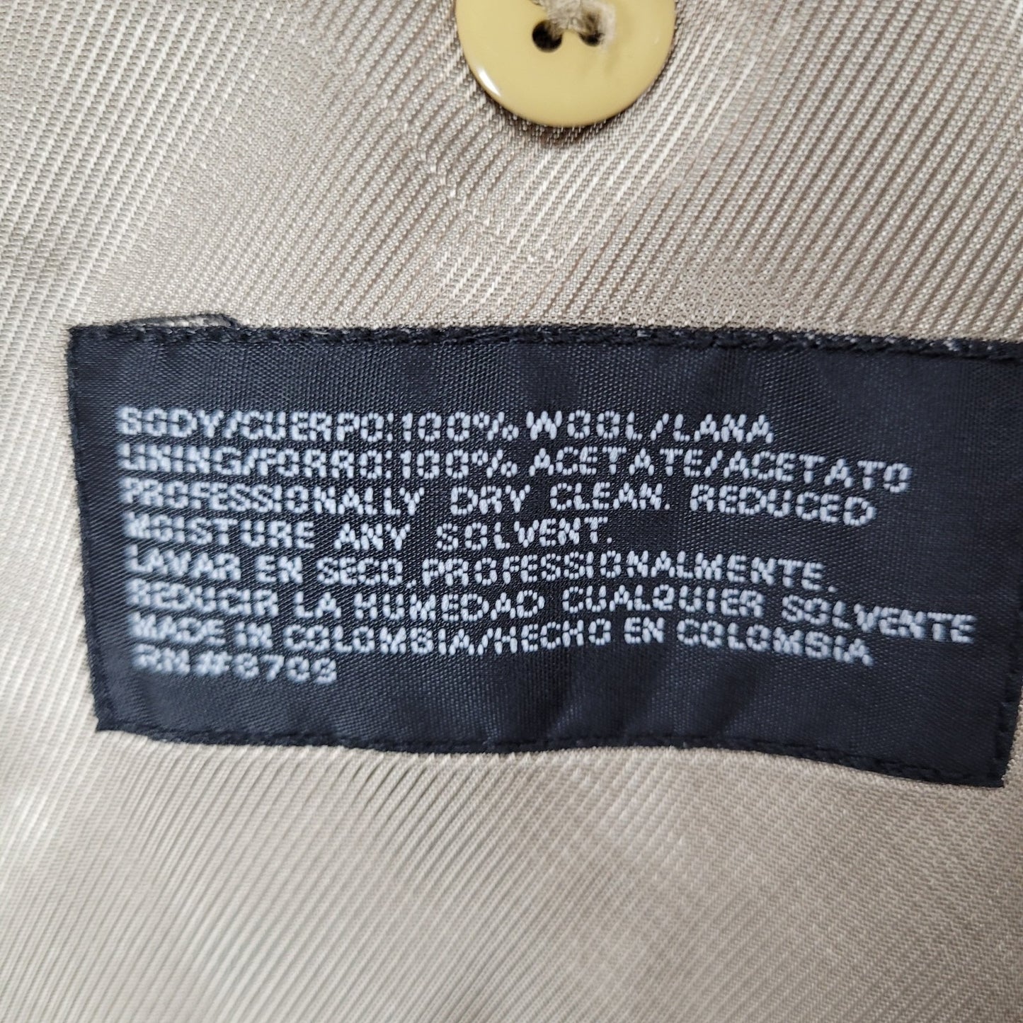 Stafford Black Tan 100% Wool Houndstooth 2 Button Blazer Sport Coat Size 46R
