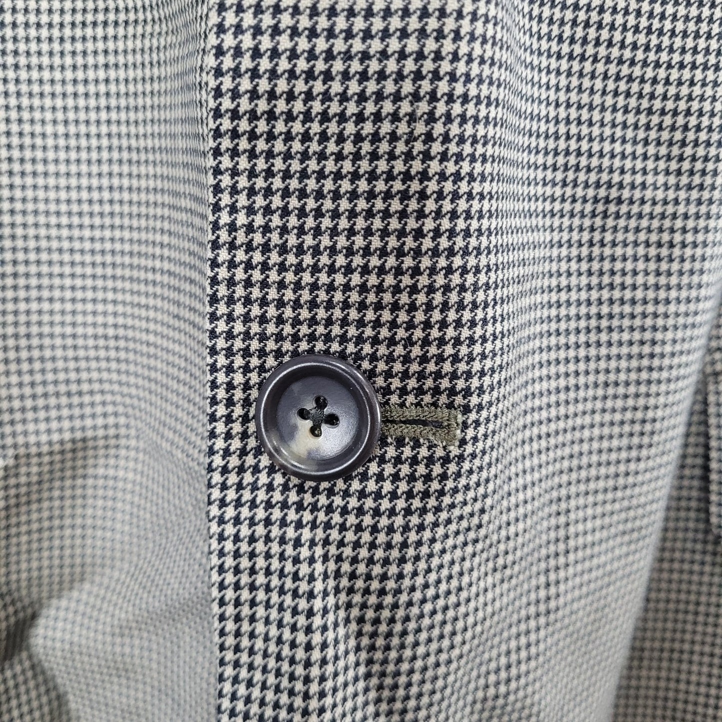 Stafford Black Tan 100% Wool Houndstooth 2 Button Blazer Sport Coat Size 46R