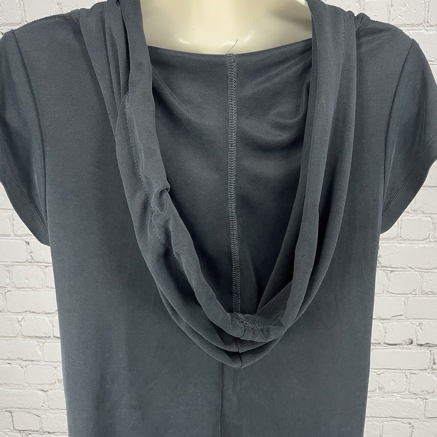 Elan Soft Black Dress Hooded Cap Sleeve Pull Over Pockets USA Made Size Small S