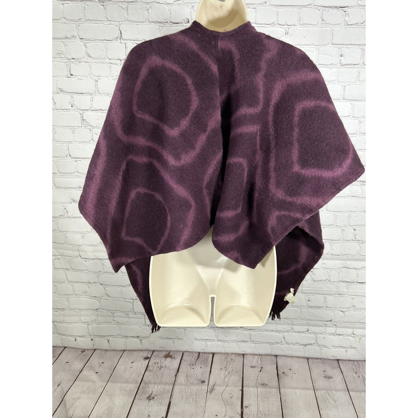 Sleeping On Snow Anthropologie Purple 100% Wool Open Front Fringe Wrap O/S