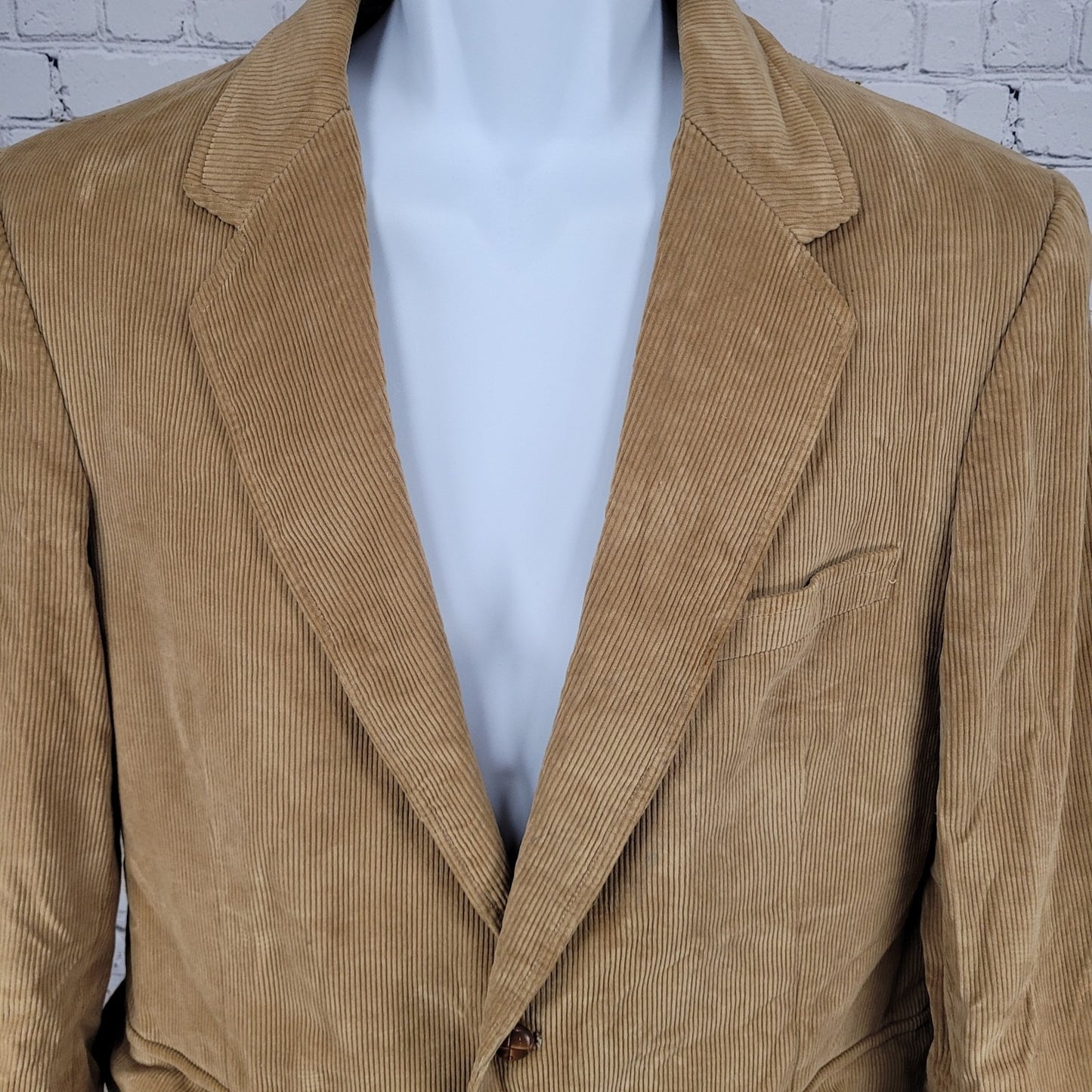 VTG Jordache Tan 100% Cotton Corduroy Double Vented Notch Blazer Jacket Size 42R
