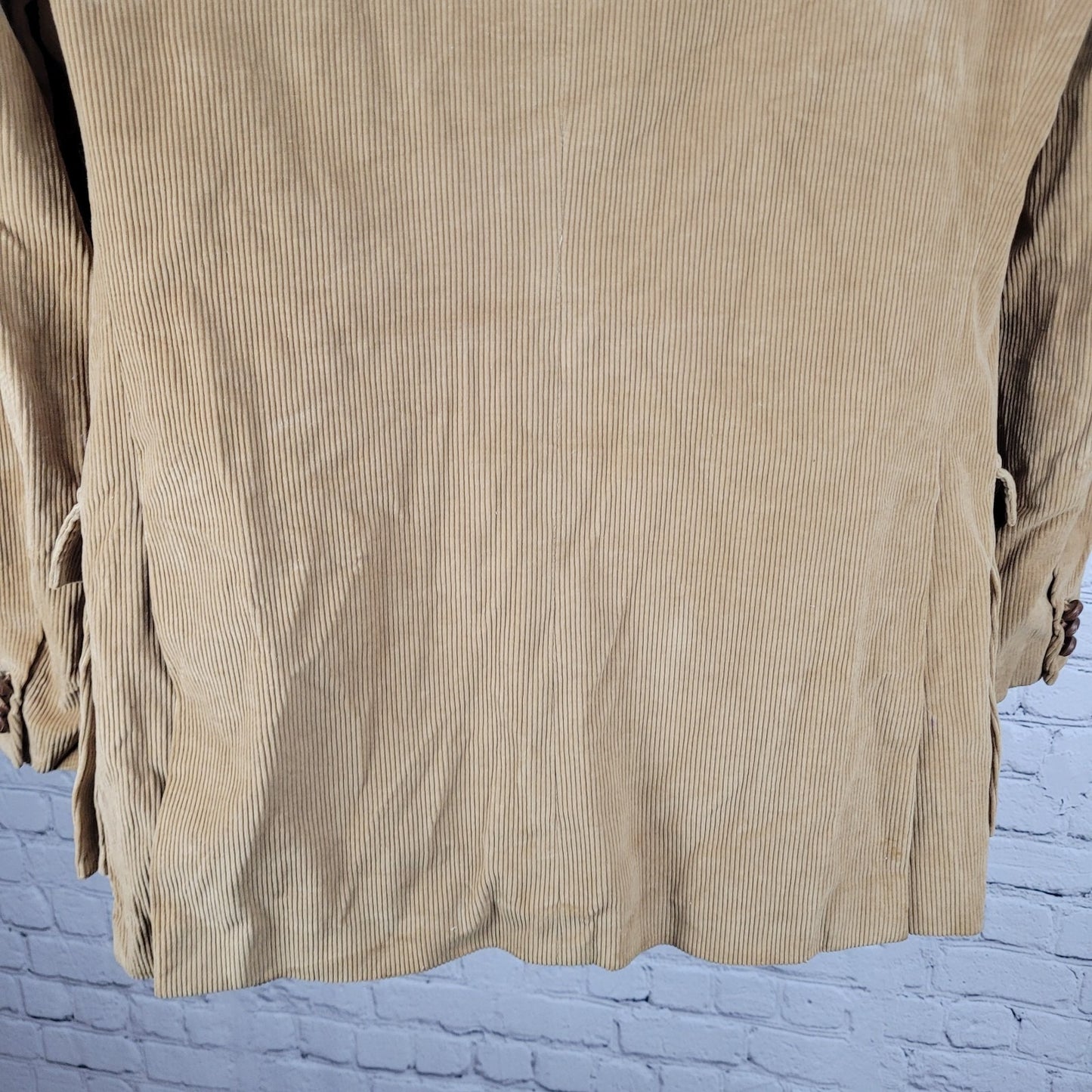 VTG Jordache Tan 100% Cotton Corduroy Double Vented Notch Blazer Jacket Size 42R