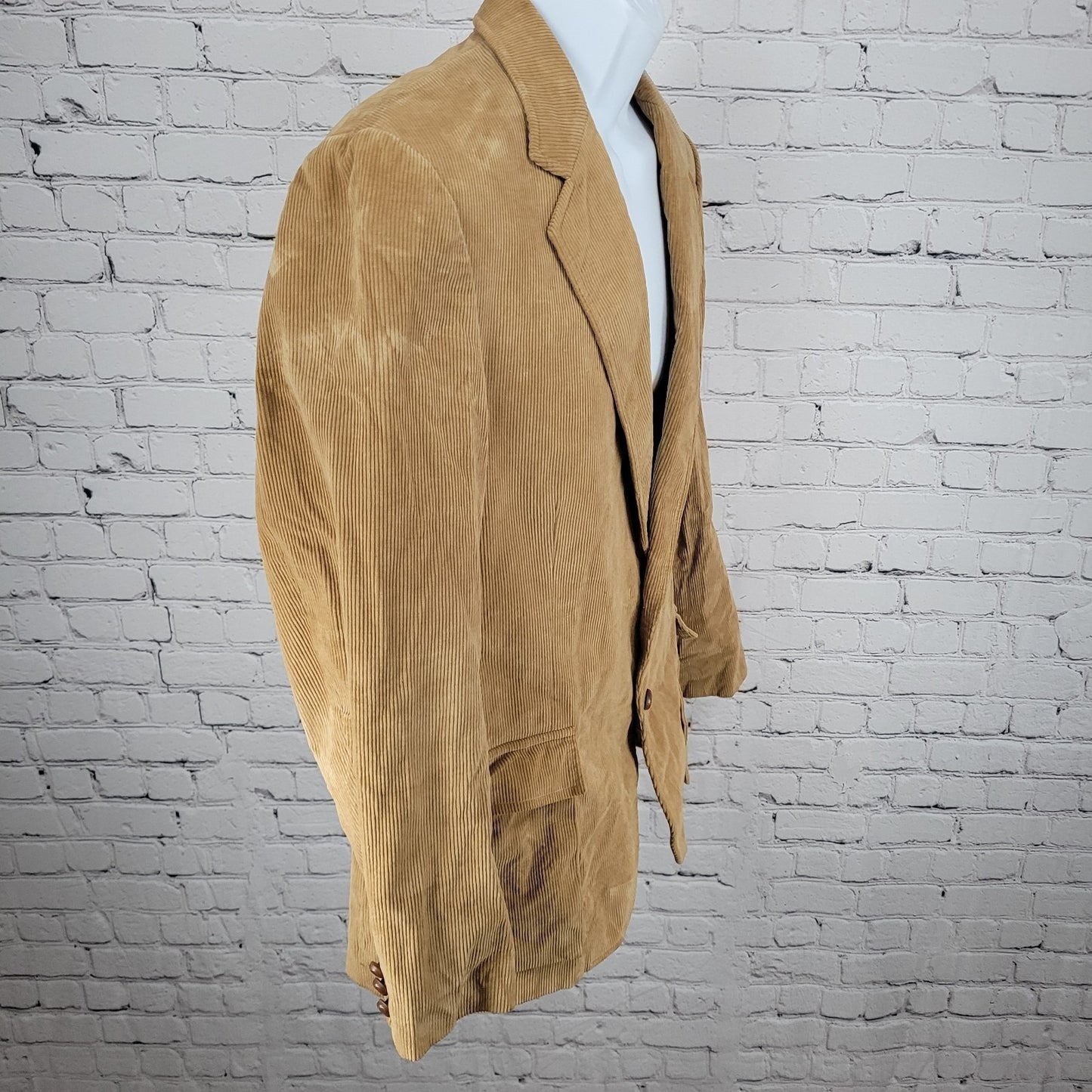 VTG Jordache Tan 100% Cotton Corduroy Double Vented Notch Blazer Jacket Size 42R