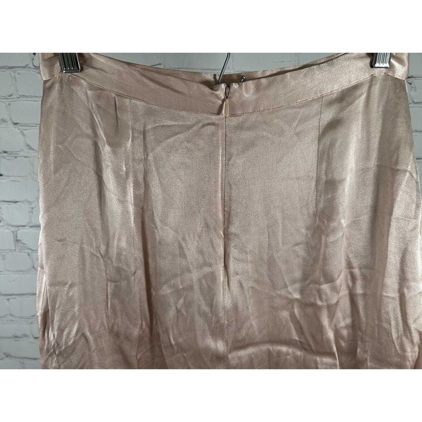 Leith Satin Asymmetrical Blush Pink Ruffle Hem Back Zip Lined Skirt Women’s M