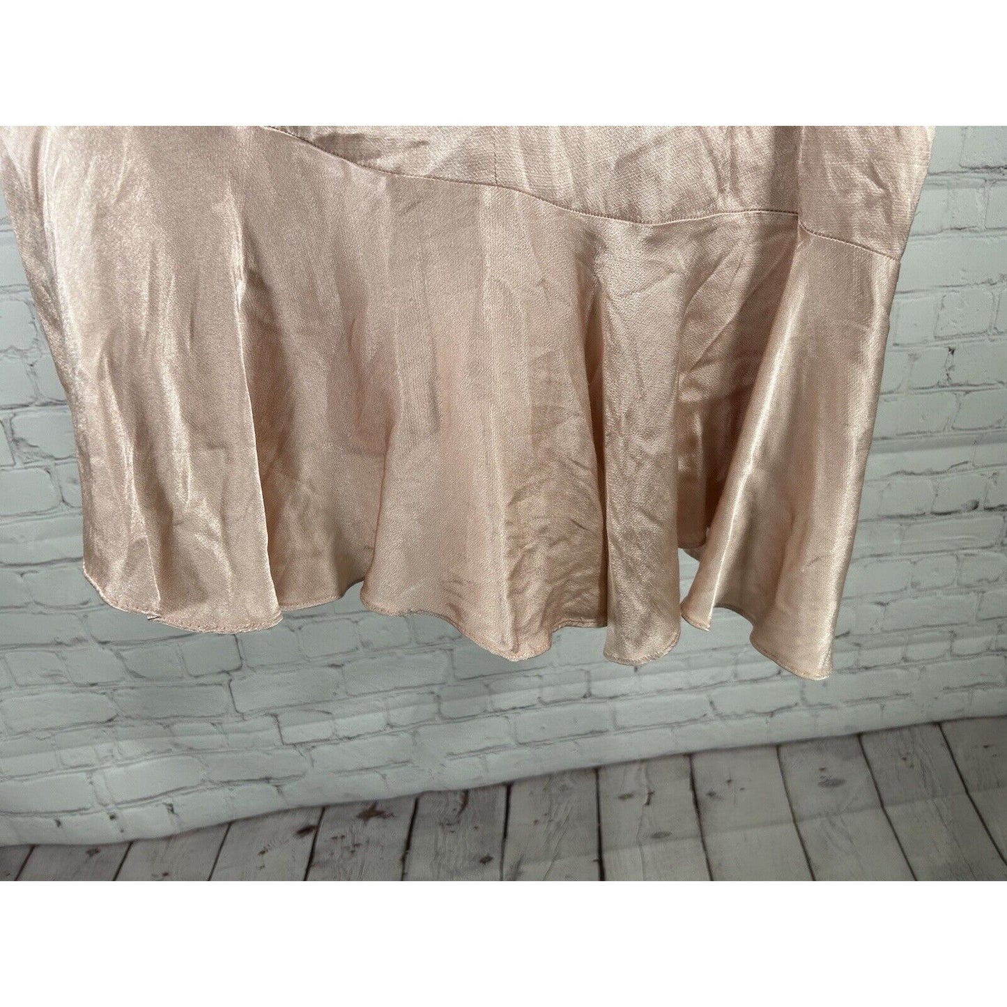 Leith Satin Asymmetrical Blush Pink Ruffle Hem Back Zip Lined Skirt Women’s M