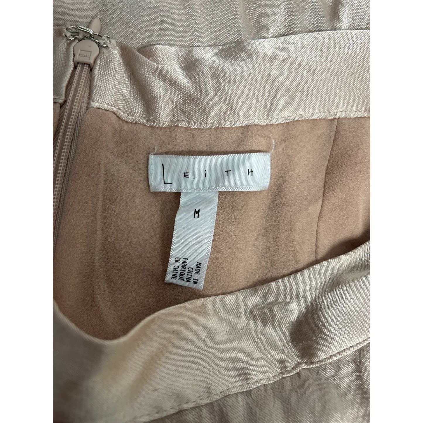 Leith Satin Asymmetrical Blush Pink Ruffle Hem Back Zip Lined Skirt Women’s M