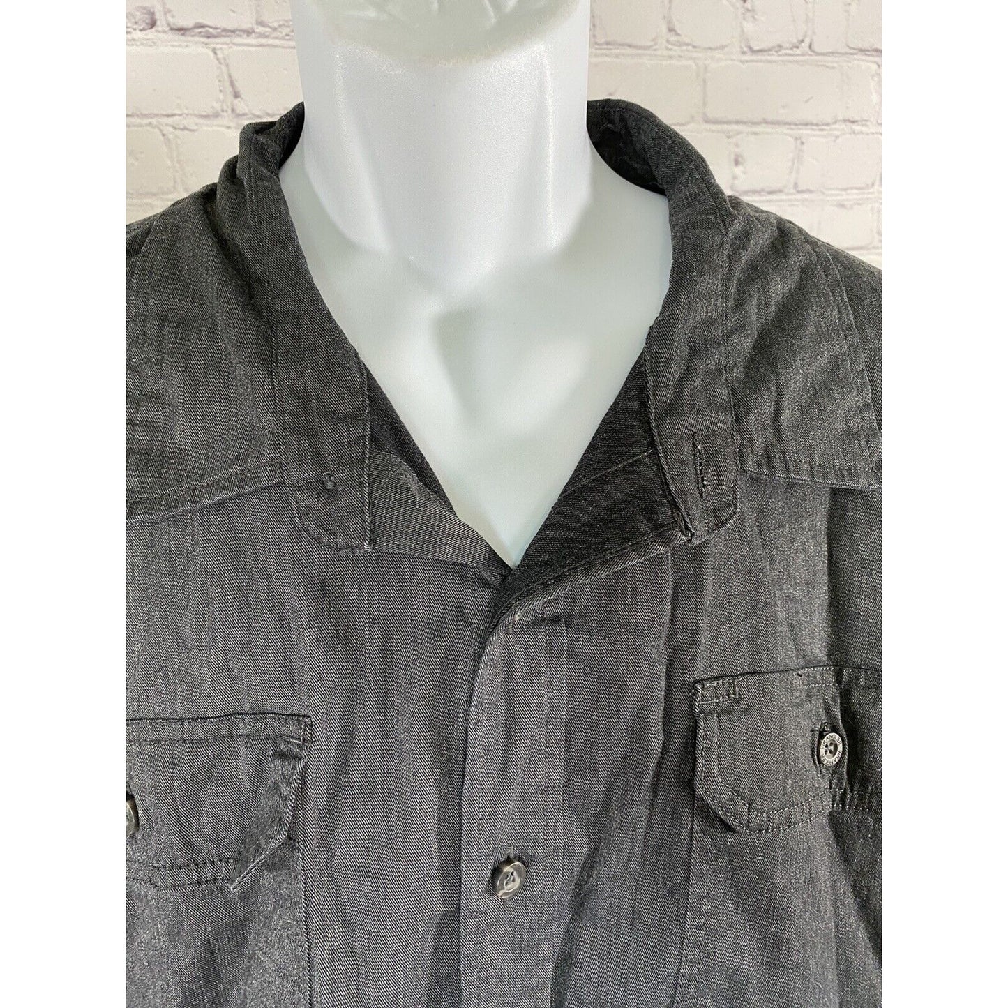 Wrangler Dark Gray Flex for Comfort Long Sleeve Button Down Collared Shirt 3XL