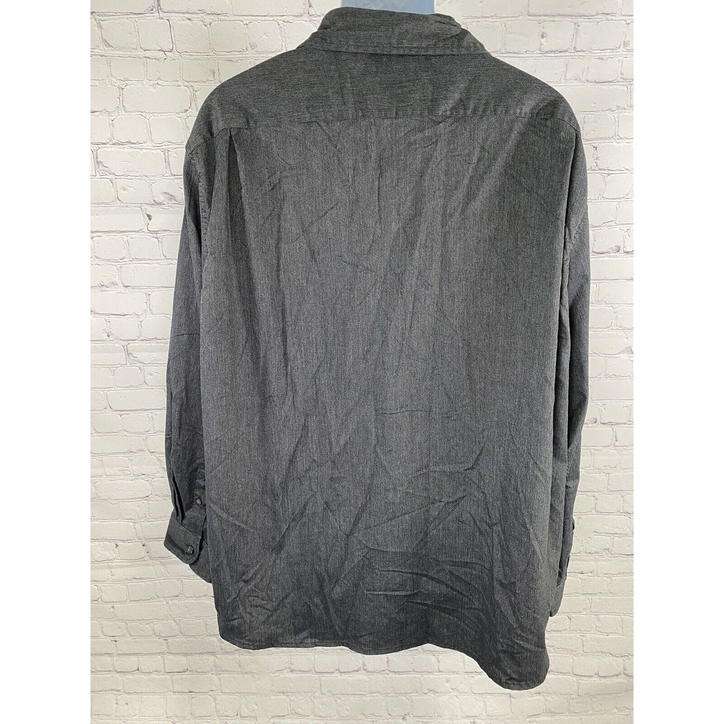 Wrangler Dark Gray Flex for Comfort Long Sleeve Button Down Collared Shirt 3XL