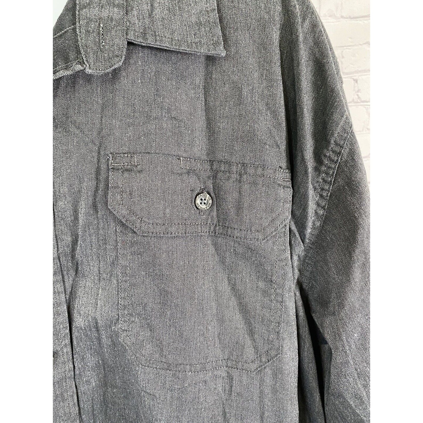 Wrangler Dark Gray Flex for Comfort Long Sleeve Button Down Collared Shirt 3XL