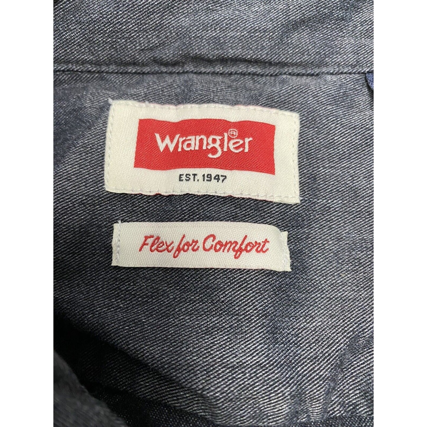 Wrangler Dark Gray Flex for Comfort Long Sleeve Button Down Collared Shirt 3XL