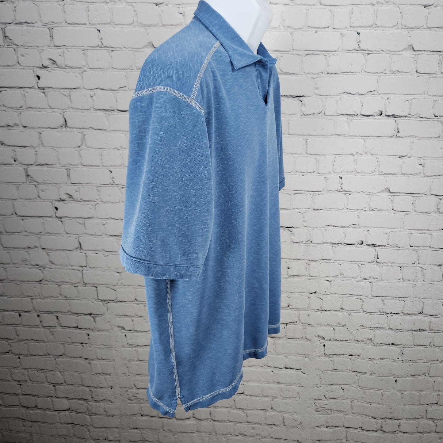 Tommy Bahama Blue Fish Embroidered Short Sleeve Spread Collar Polo Shirt Large L