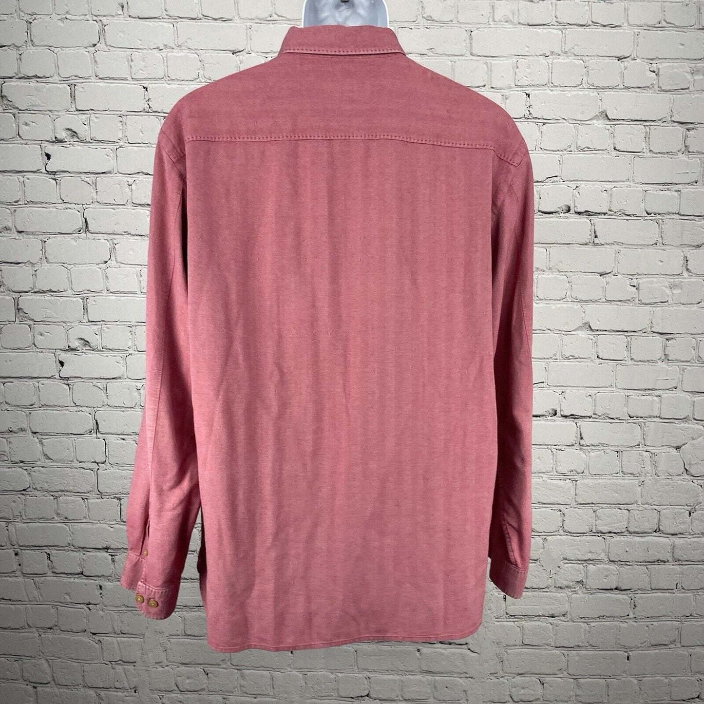 Tommy Bahama Muted Red Silk Herringbone Button Up Long Sleeve Shirt Size Large L