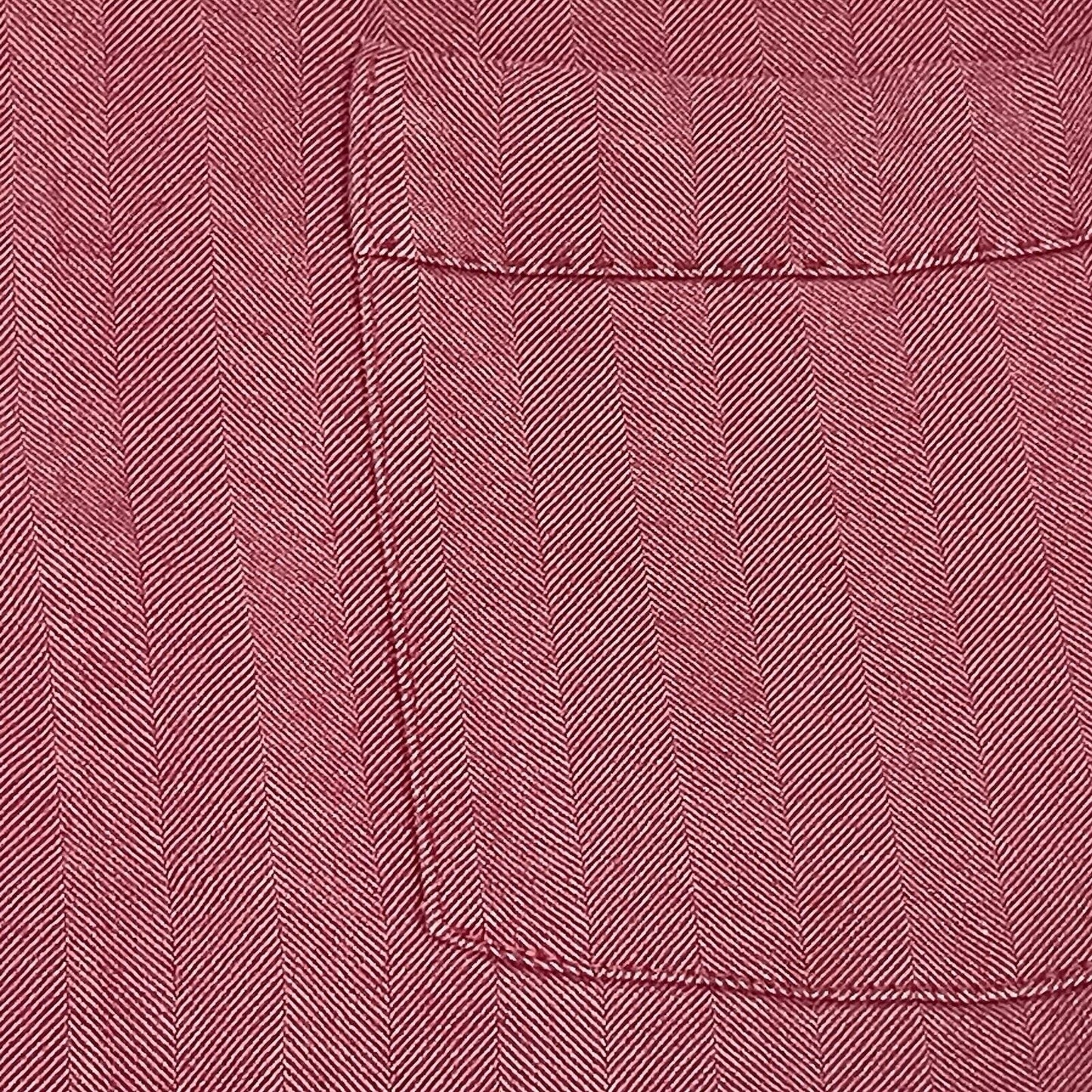 Tommy Bahama Muted Red Silk Herringbone Button Up Long Sleeve Shirt Size Large L
