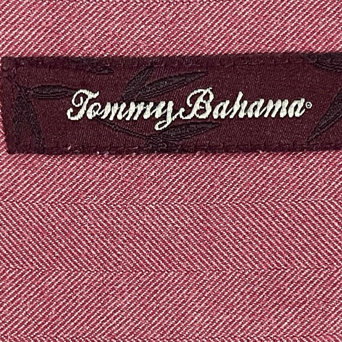 Tommy Bahama Muted Red Silk Herringbone Button Up Long Sleeve Shirt Size Large L