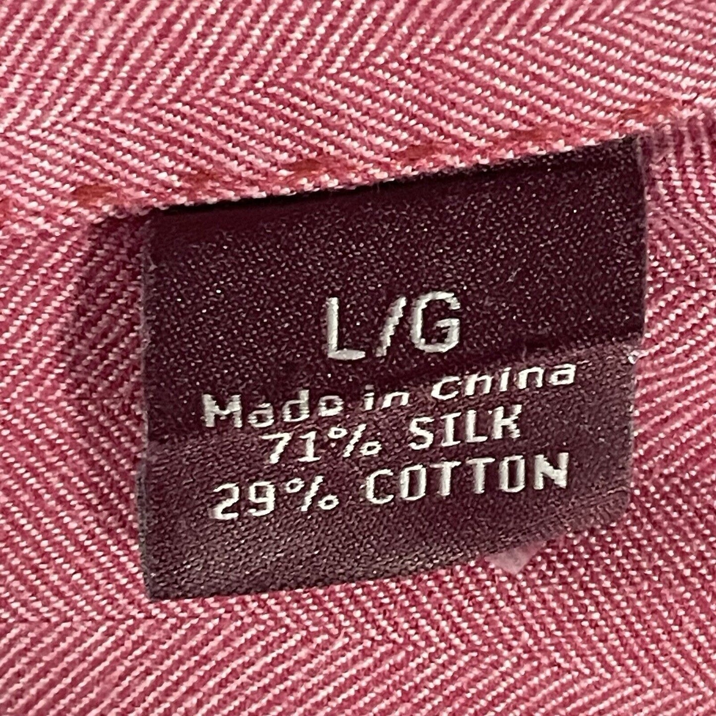 Tommy Bahama Muted Red Silk Herringbone Button Up Long Sleeve Shirt Size Large L