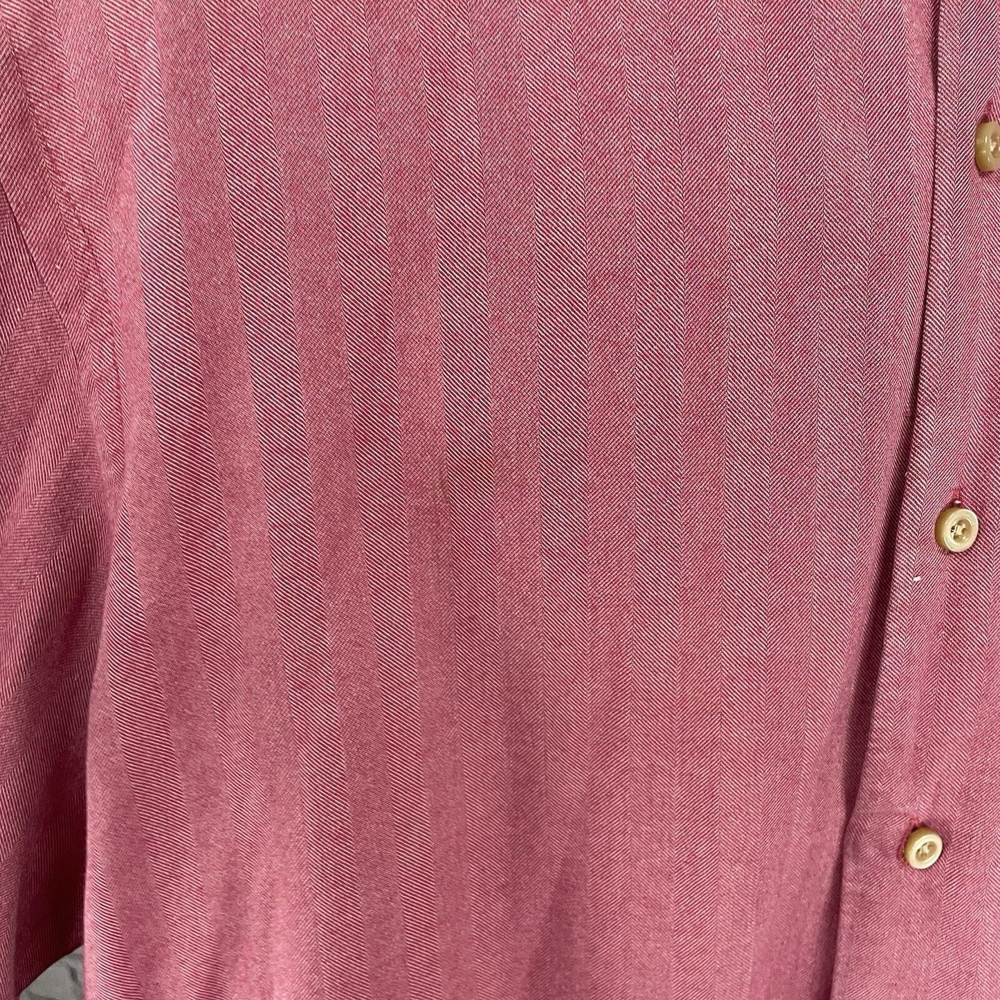 Tommy Bahama Muted Red Silk Herringbone Button Up Long Sleeve Shirt Size Large L