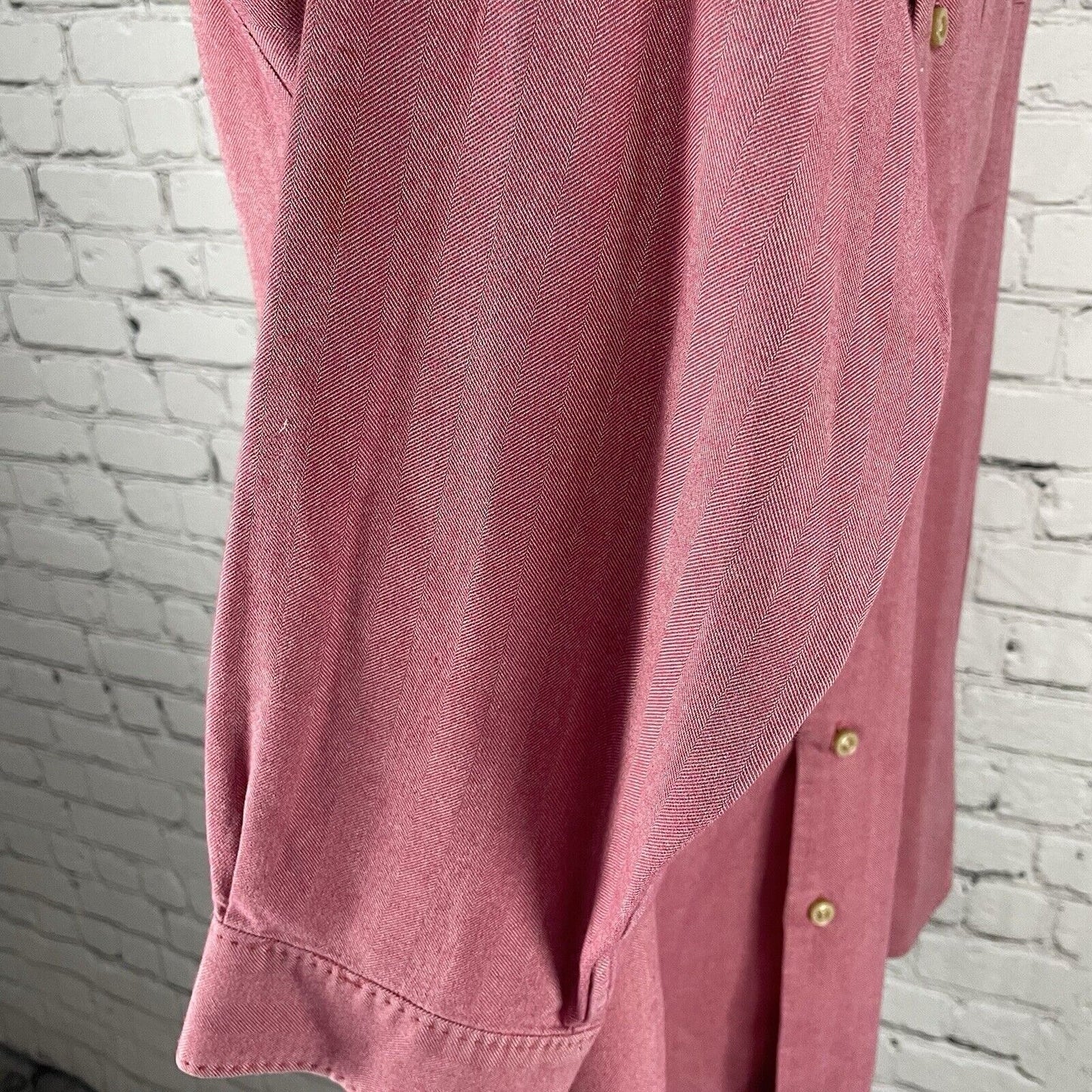 Tommy Bahama Muted Red Silk Herringbone Button Up Long Sleeve Shirt Size Large L