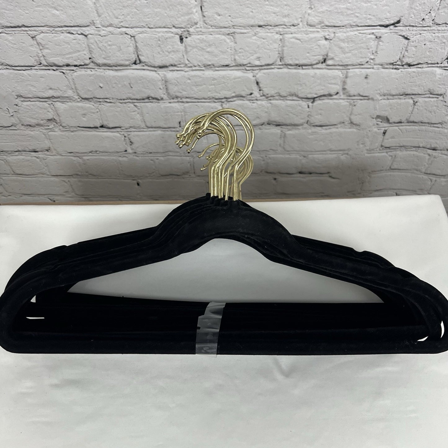 Velvet Thin Black Gold Non-Slip Clothing Hangers, 50 Pack
