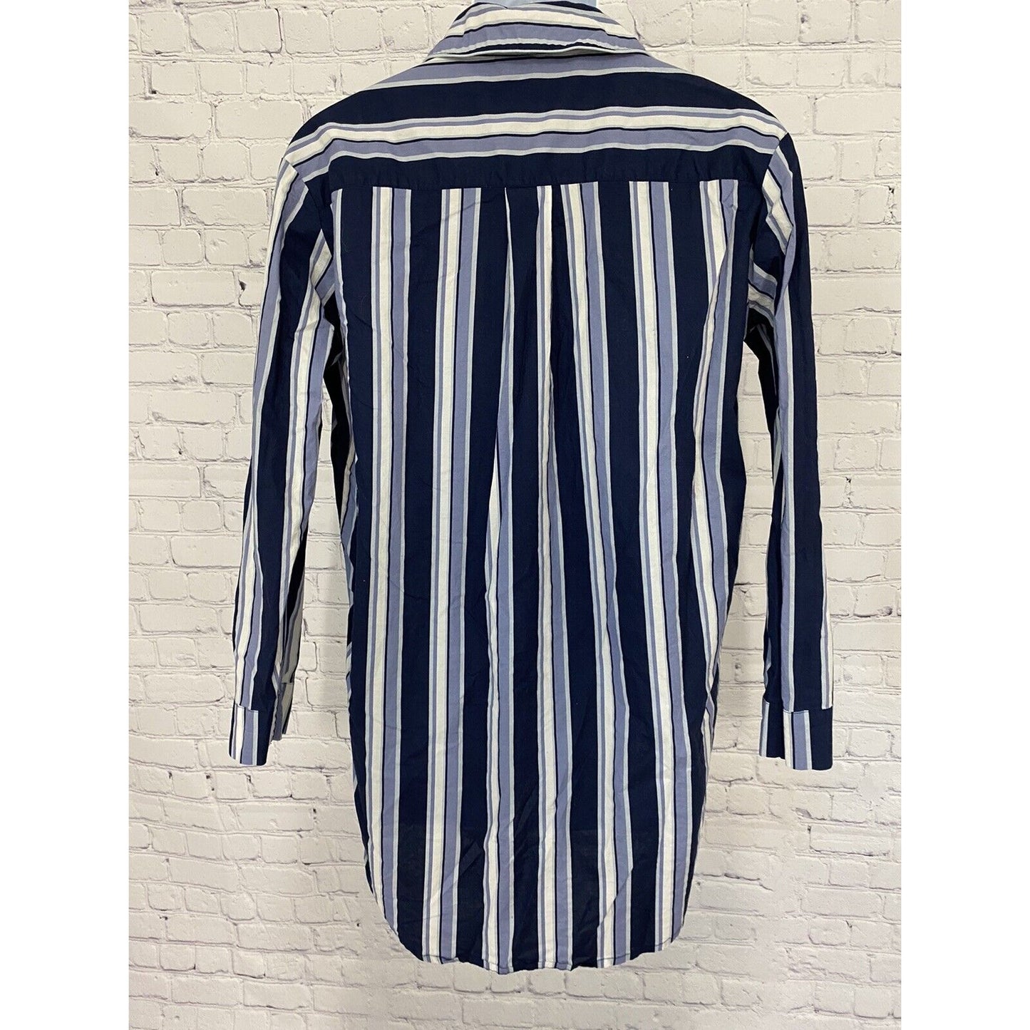 Nordstrom Blue White Striped Long Sleeve Button Up Sleep Shirt Pajama Top Size S