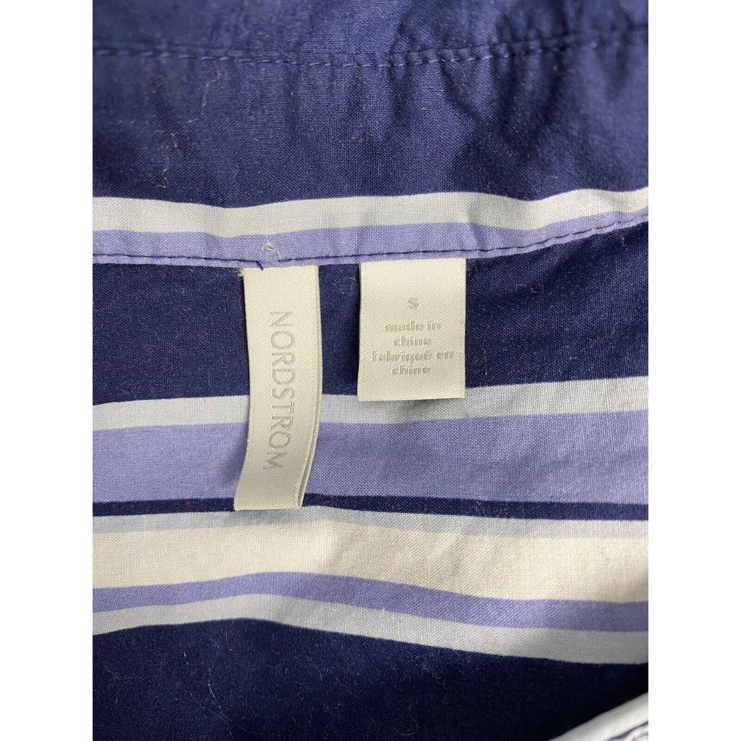 Nordstrom Blue White Striped Long Sleeve Button Up Sleep Shirt Pajama Top Size S