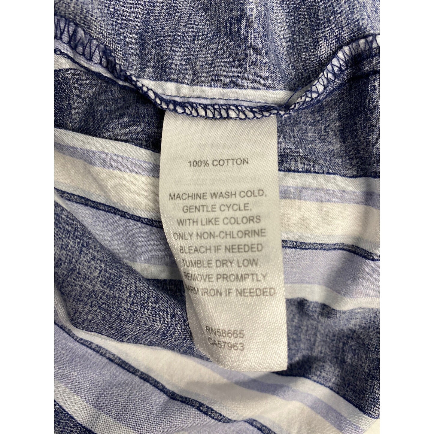 Nordstrom Blue White Striped Long Sleeve Button Up Sleep Shirt Pajama Top Size S