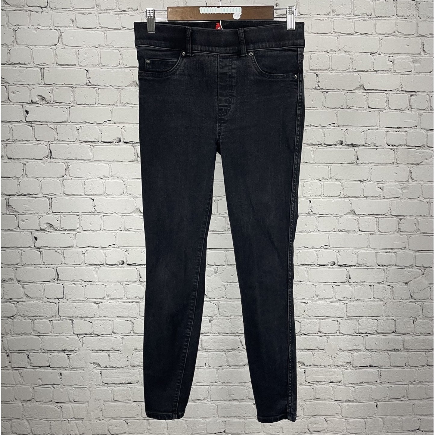 Spanx Black Denim Stretch Pull On Jegging Skinny Jeans Size Small S (28x27)