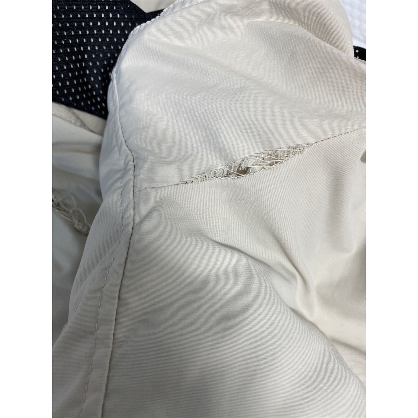 Eddie Bauer Weatheredge Beige Full Zip Zip Off Hood Rain Coat Jacket Men’s XL