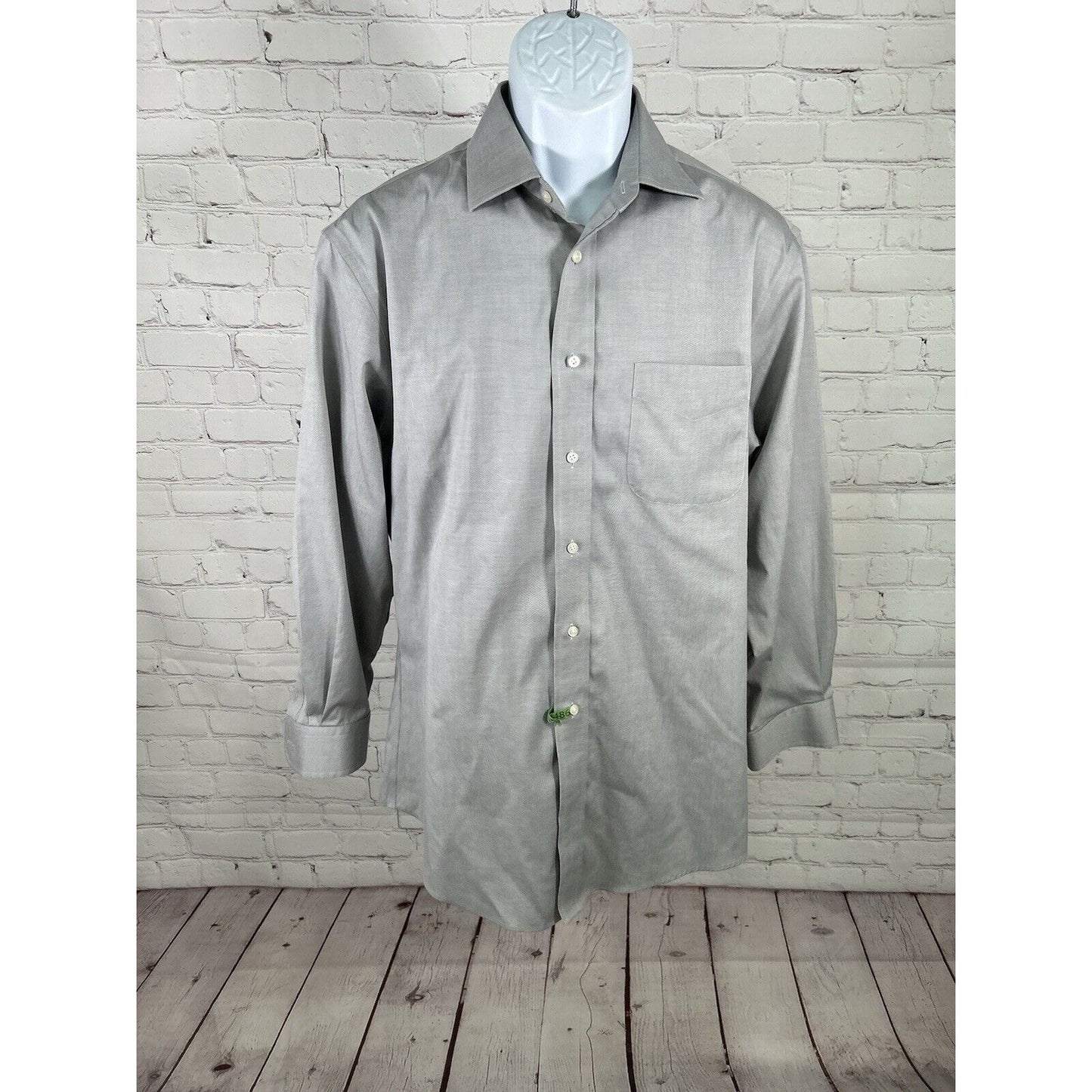 Jos A Bank Traveler Tailored Fit Light Gray Long Sleeve Button Up Work Shirt XL