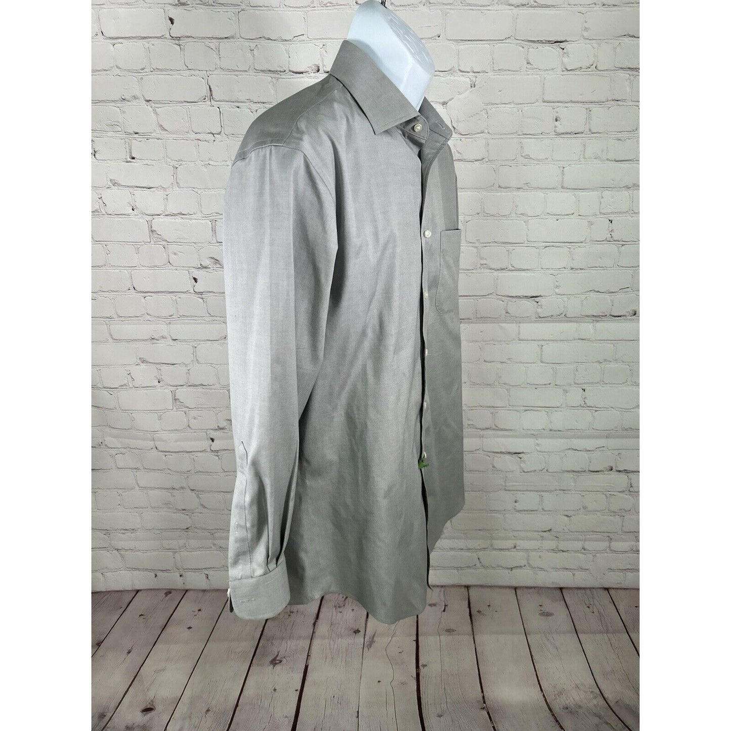 Jos A Bank Traveler Tailored Fit Light Gray Long Sleeve Button Up Work Shirt XL