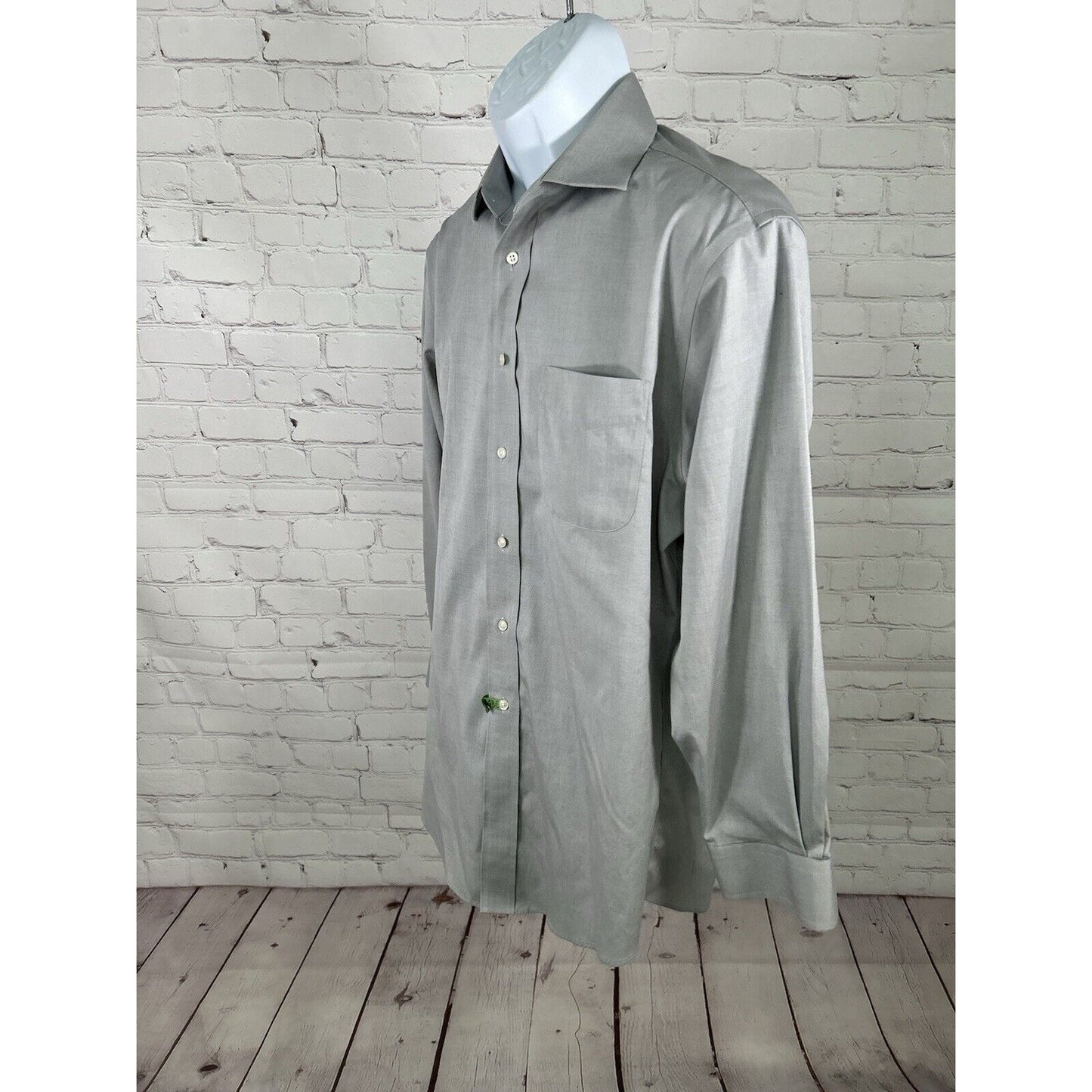 Jos A Bank Traveler Tailored Fit Light Gray Long Sleeve Button Up Work Shirt XL