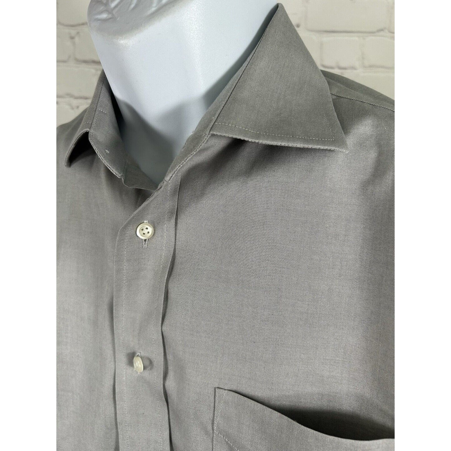 Jos A Bank Traveler Tailored Fit Light Gray Long Sleeve Button Up Work Shirt XL