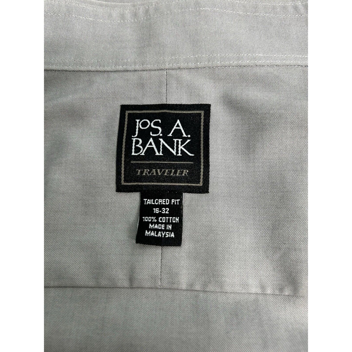 Jos A Bank Traveler Tailored Fit Light Gray Long Sleeve Button Up Work Shirt XL