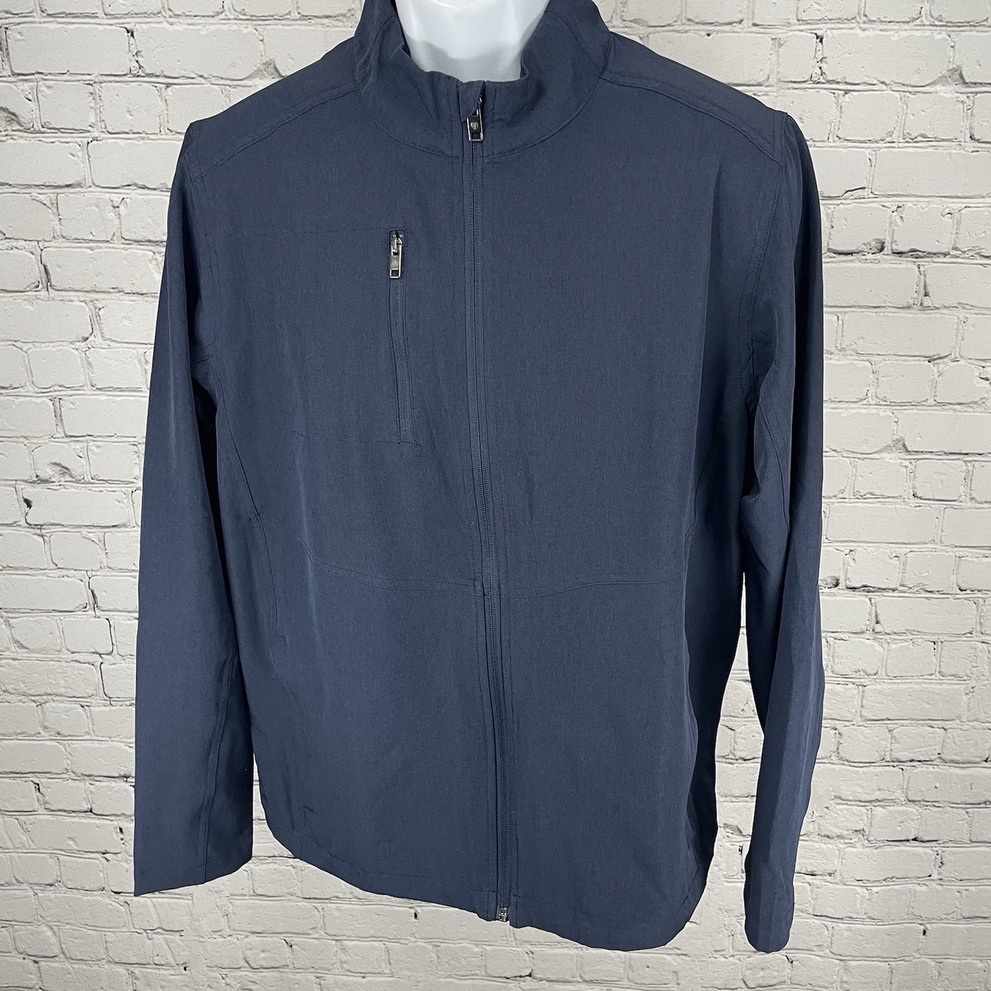 Graham Luxe Navy Blue Zipped Lightweight Activewear Stretch Jacket Size Medium M