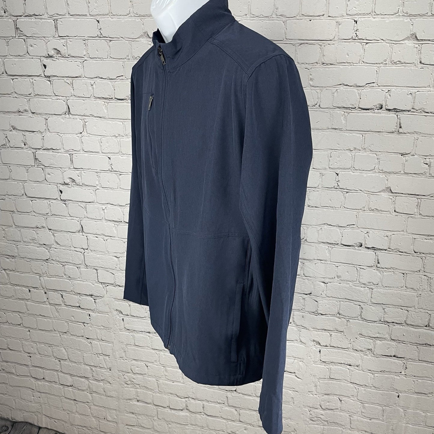 Graham Luxe Navy Blue Zipped Lightweight Activewear Stretch Jacket Size Medium M