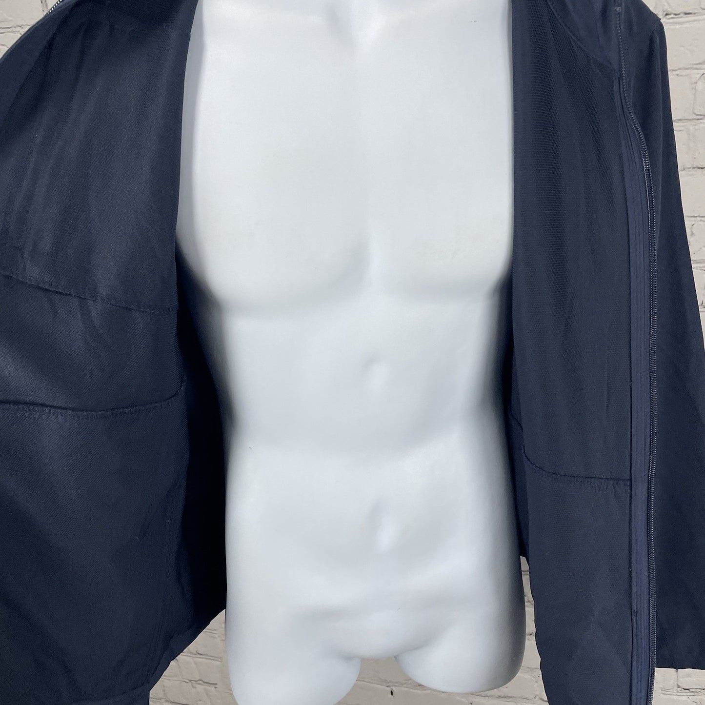 Graham Luxe Navy Blue Zipped Lightweight Activewear Stretch Jacket Size Medium M