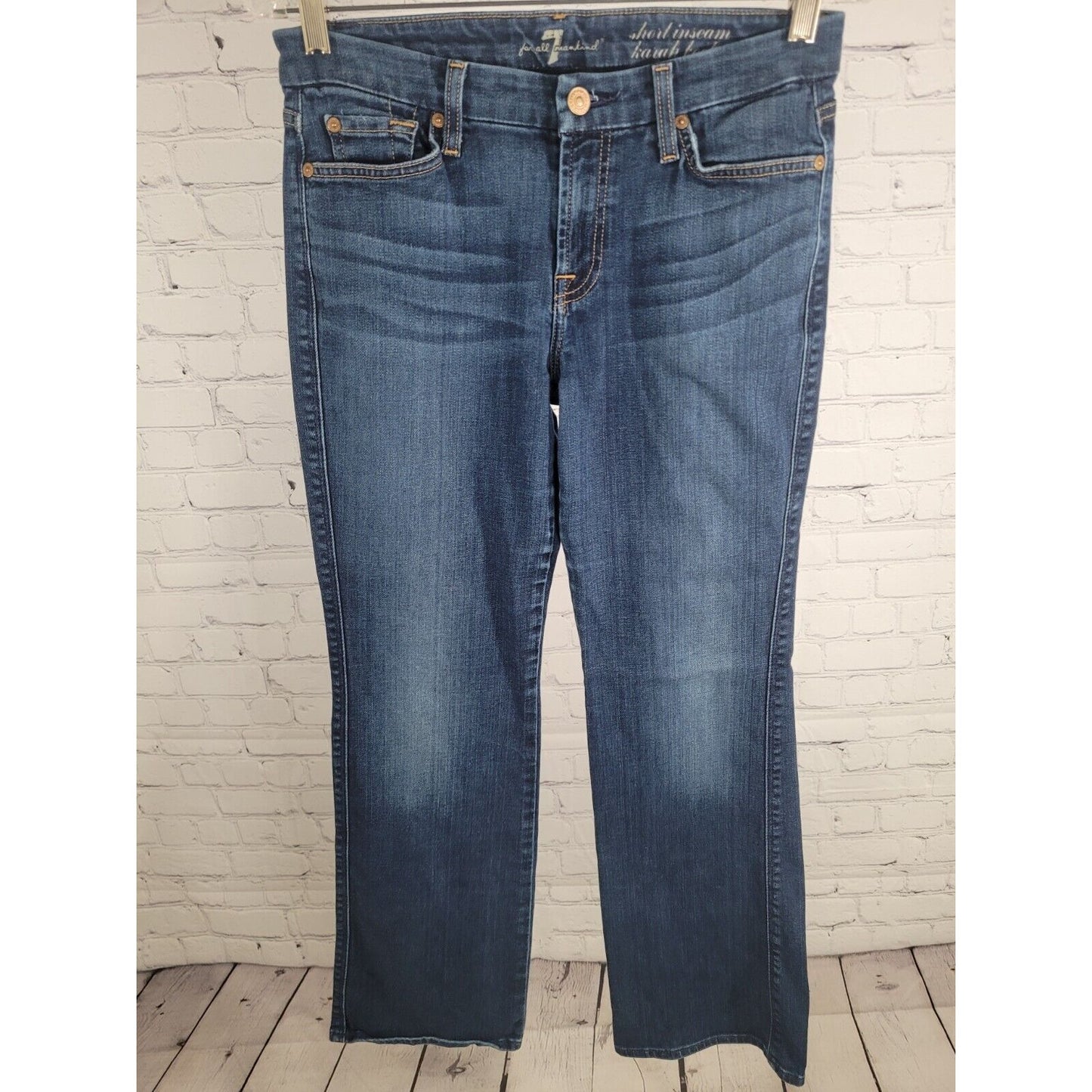 7 For All Mankind Medium Wash Low Rise Harah Bootcut Distressed Jeans Size 29