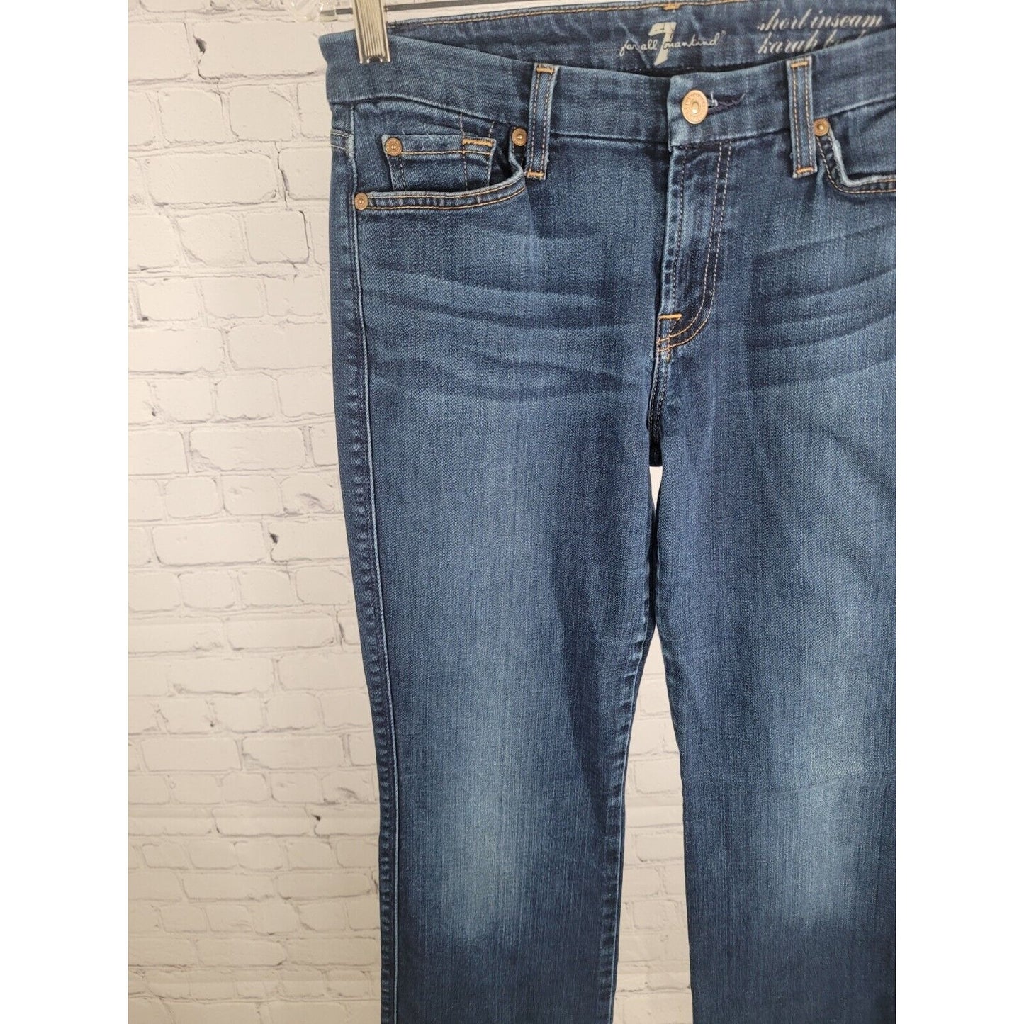 7 For All Mankind Medium Wash Low Rise Harah Bootcut Distressed Jeans Size 29