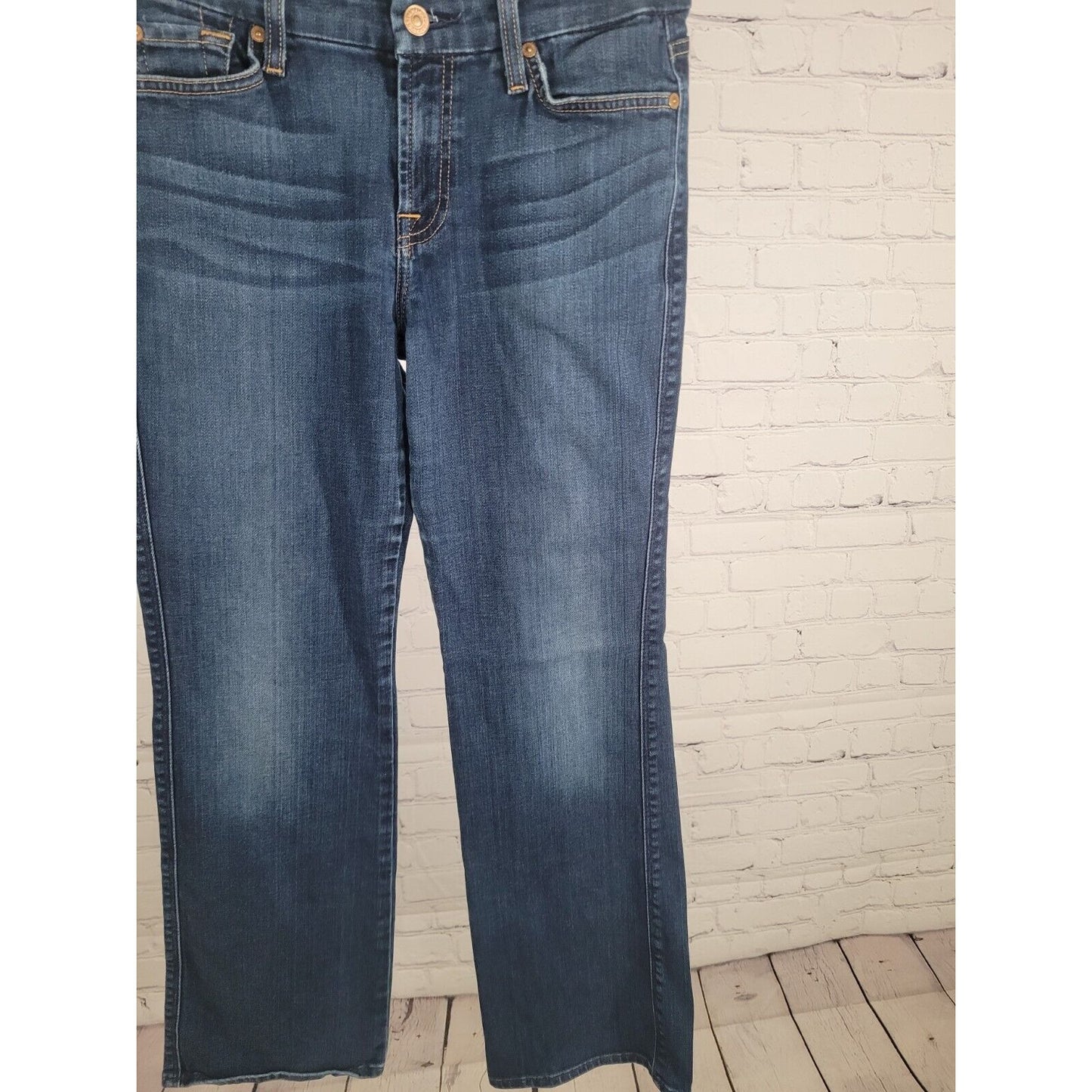 7 For All Mankind Medium Wash Low Rise Harah Bootcut Distressed Jeans Size 29