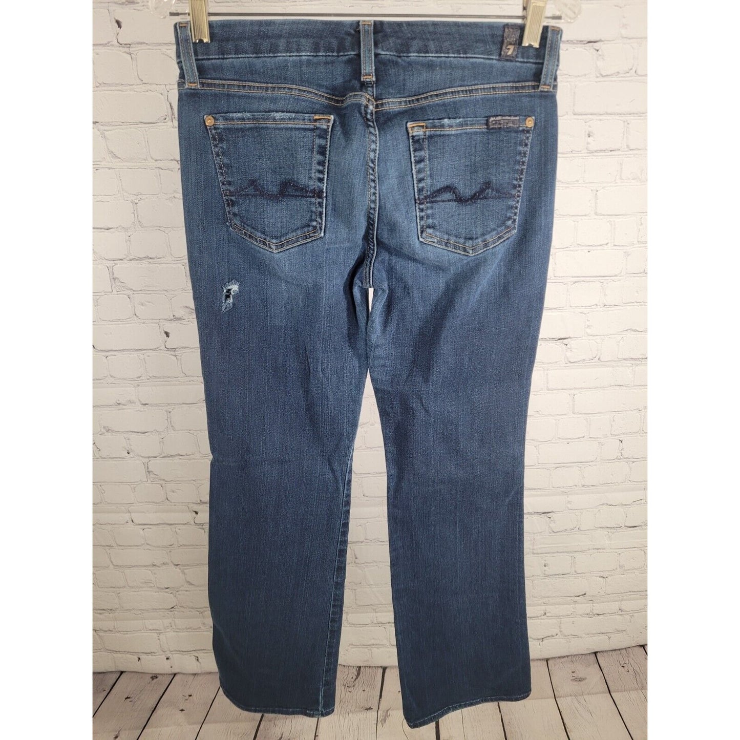 7 For All Mankind Medium Wash Low Rise Harah Bootcut Distressed Jeans Size 29